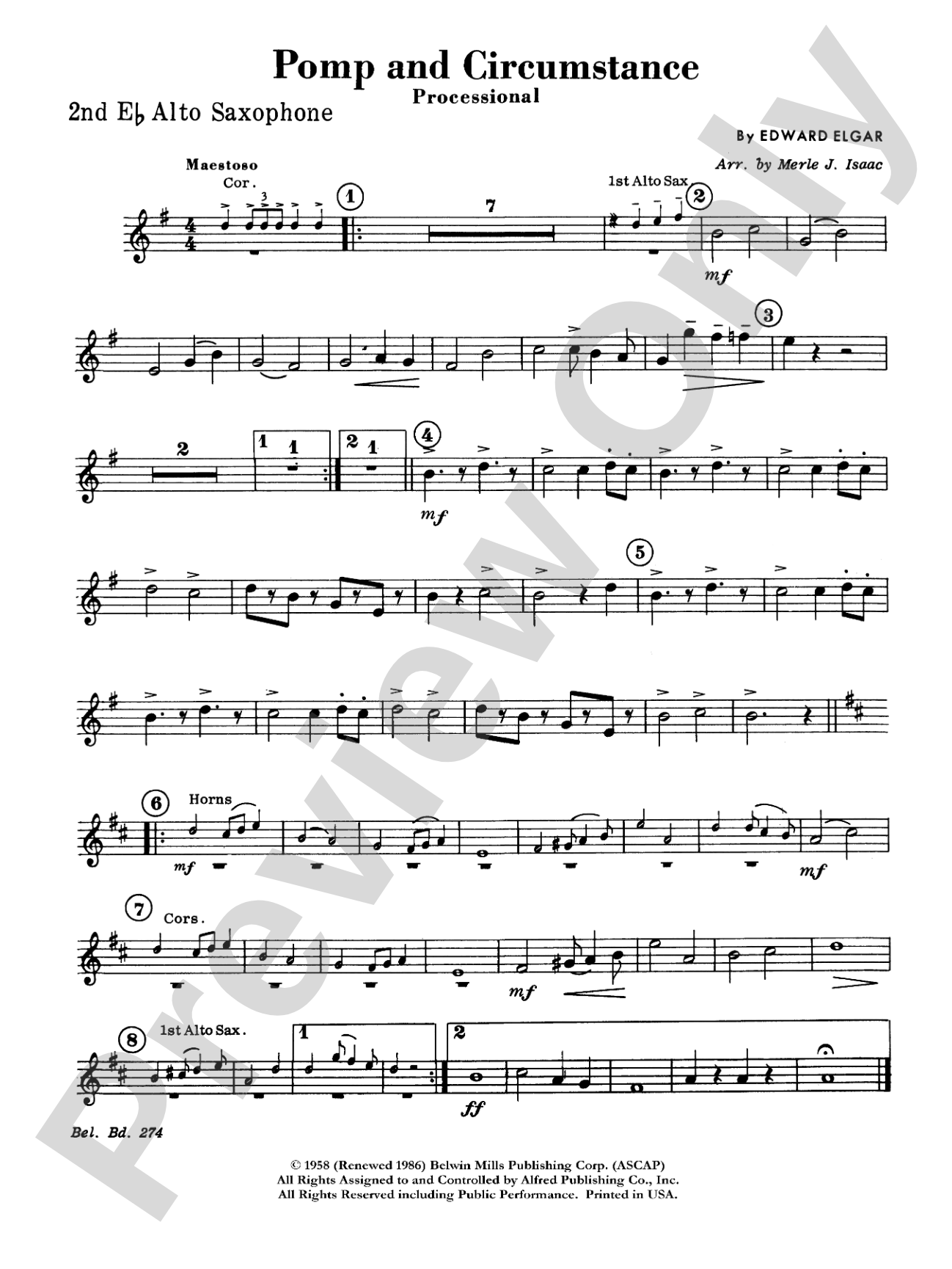 Pomp and Circumstance, Op. 39, No. 1 (Processional): 2nd E-flat Alto Saxophone