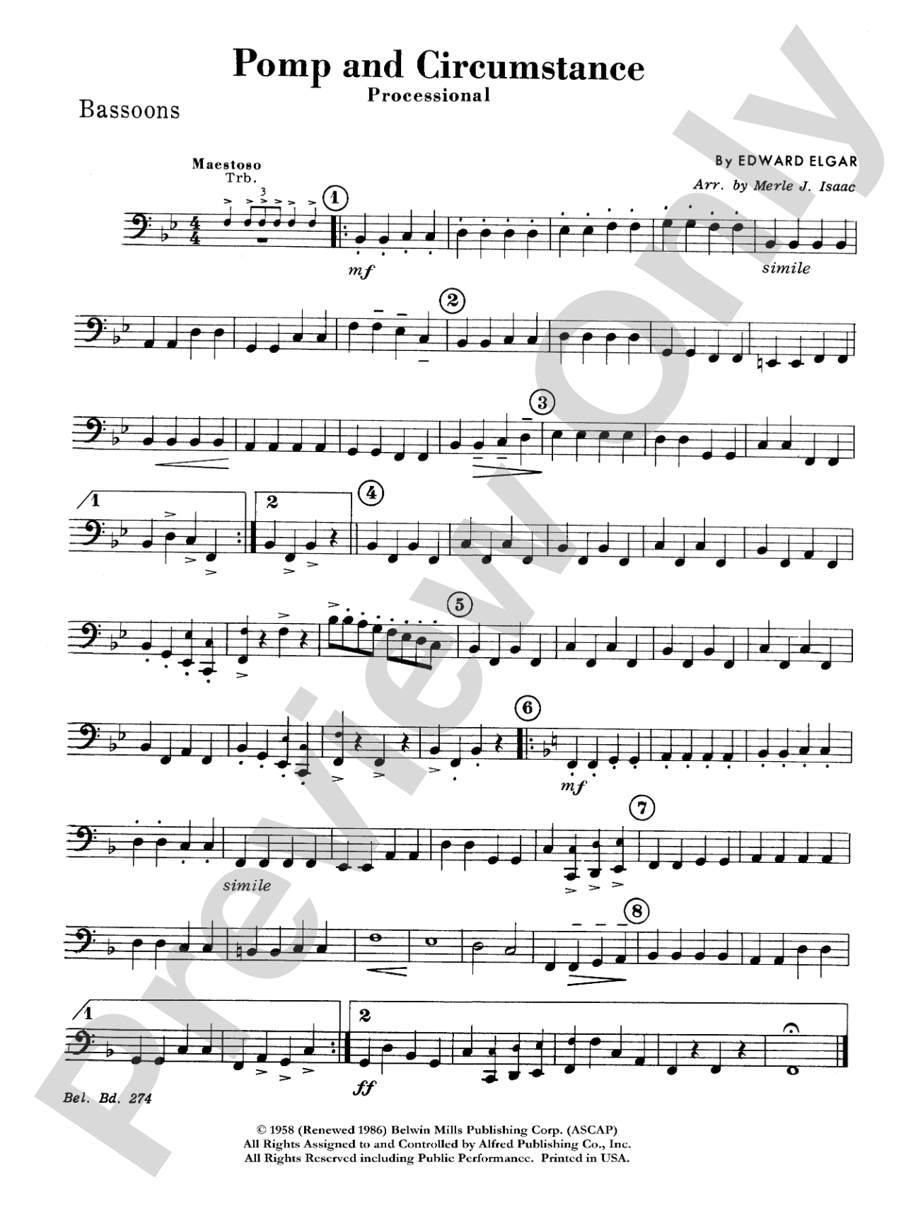 Pomp and Circumstance, Op. 39, No. 1 (Processional): Bassoon