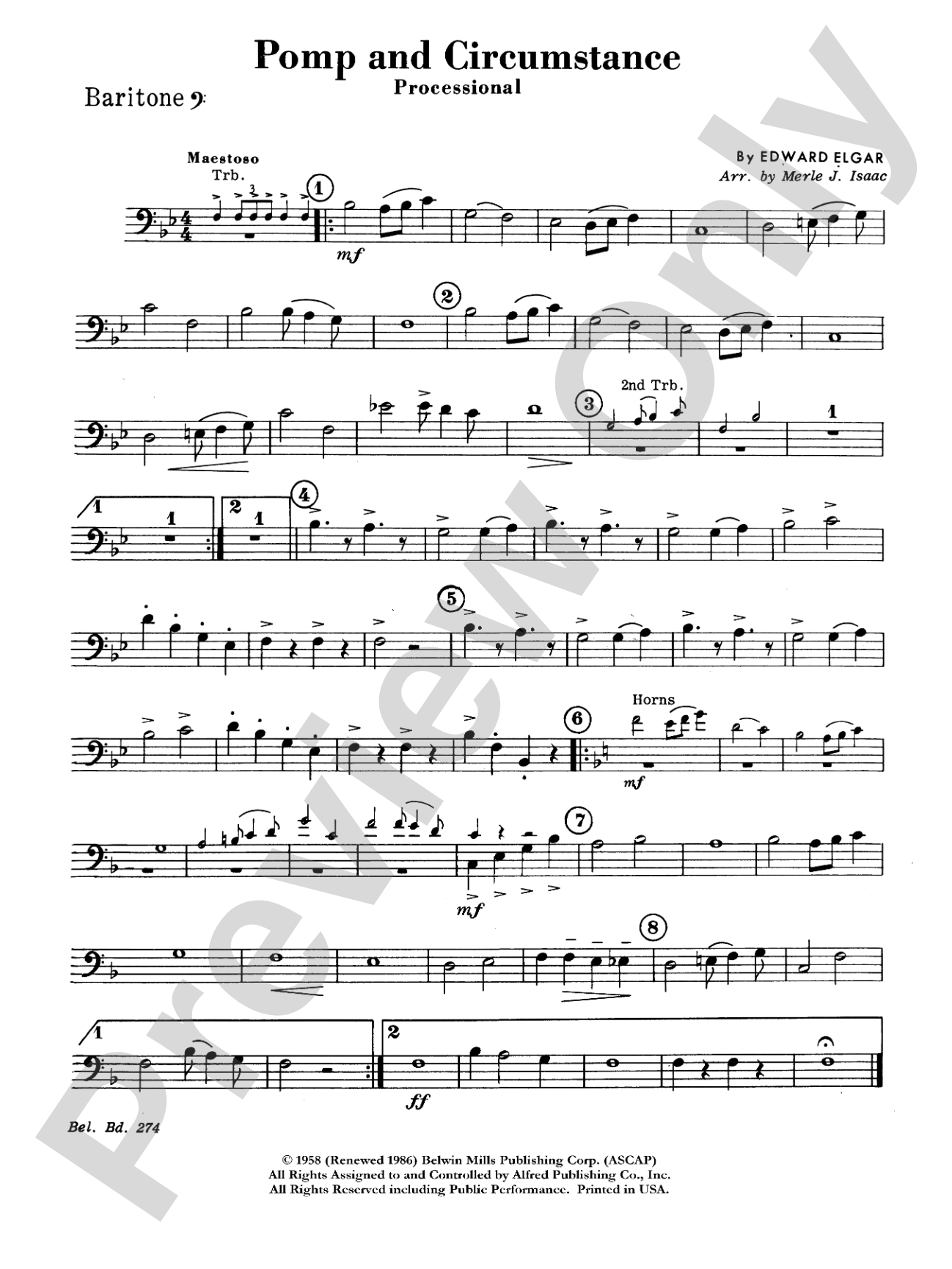 Pomp and Circumstance, Op. 39, No. 1 (Processional): Baritone B.C.