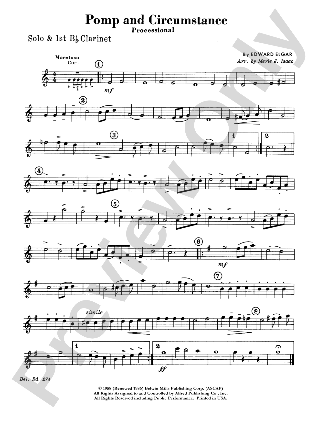 Pomp and Circumstance, Op. 39, No. 1 (Processional): 1st B-flat Clarinet