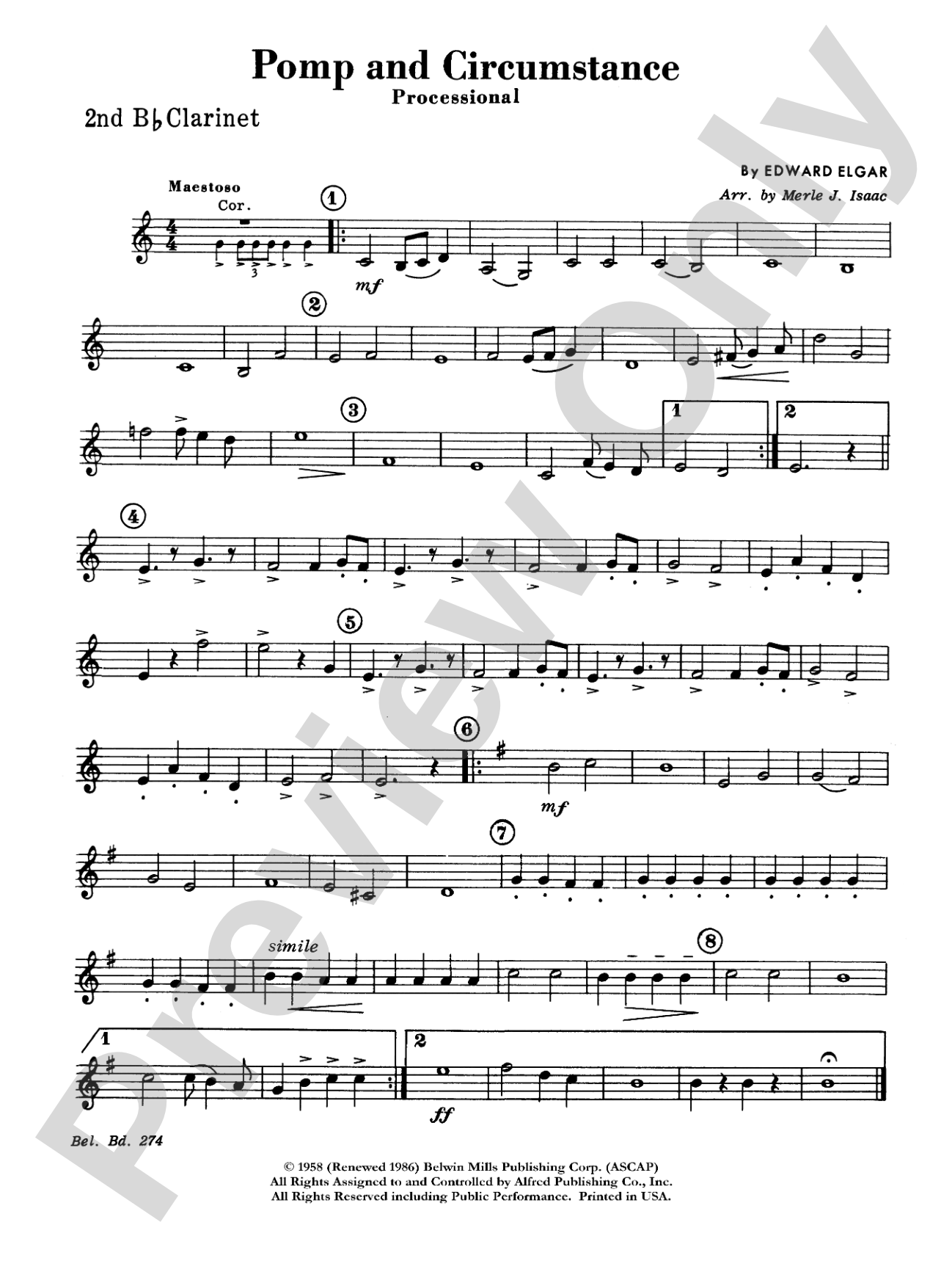 Pomp and Circumstance, Op. 39, No. 1 (Processional): 2nd B-flat Clarinet