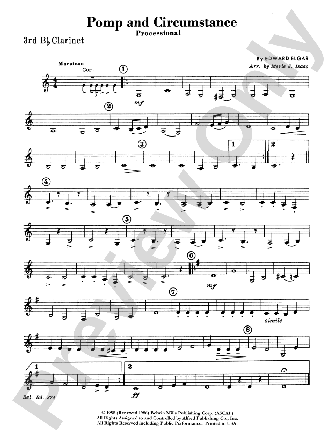 Pomp and Circumstance, Op. 39, No. 1 (Processional): 3rd B-flat Clarinet
