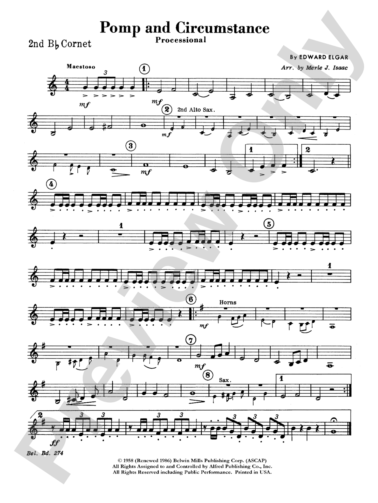 Pomp and Circumstance, Op. 39, No. 1 (Processional): 2nd B-flat Cornet