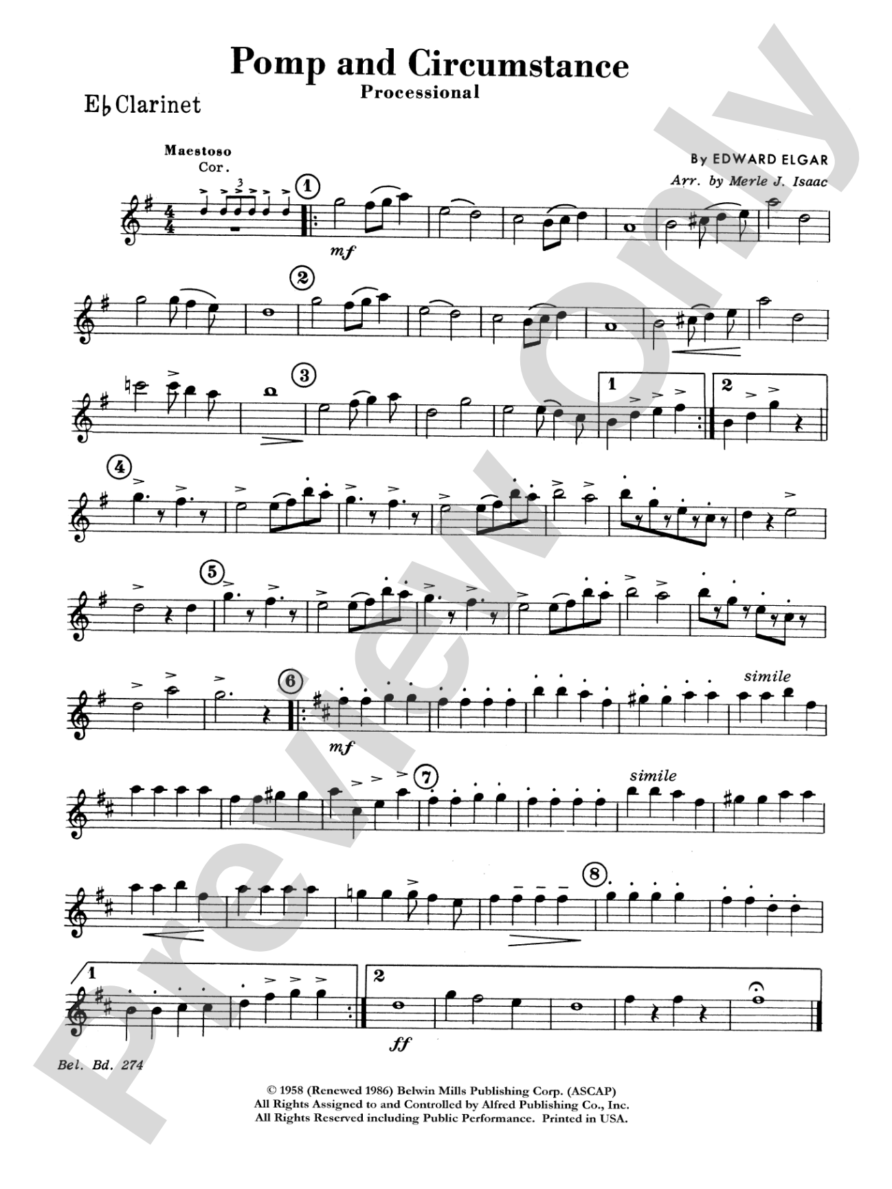 Pomp and Circumstance, Op. 39, No. 1 (Processional): E-flat Soprano Clarinet