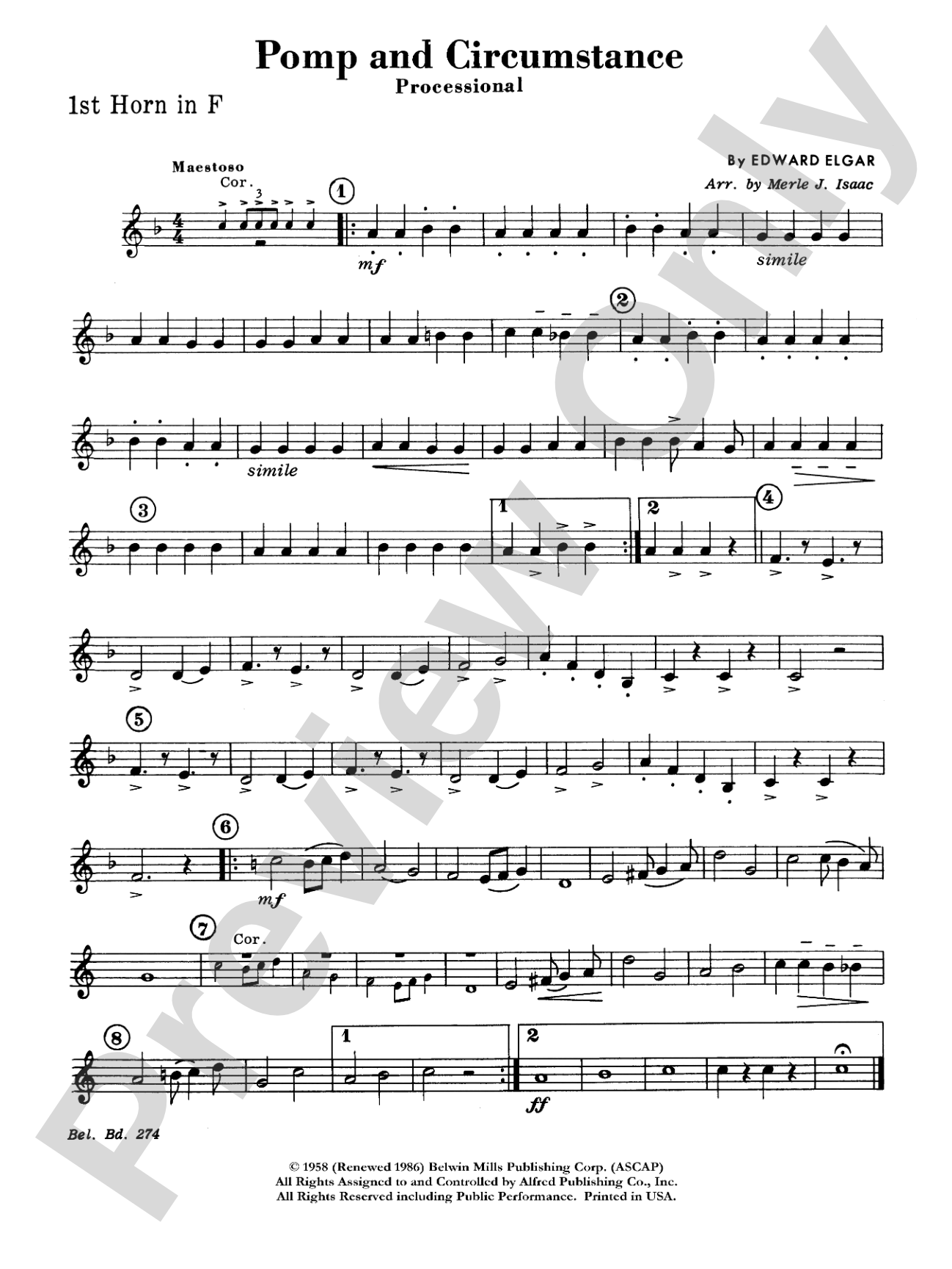 Pomp and Circumstance, Op. 39, No. 1 (Processional): 1st F Horn