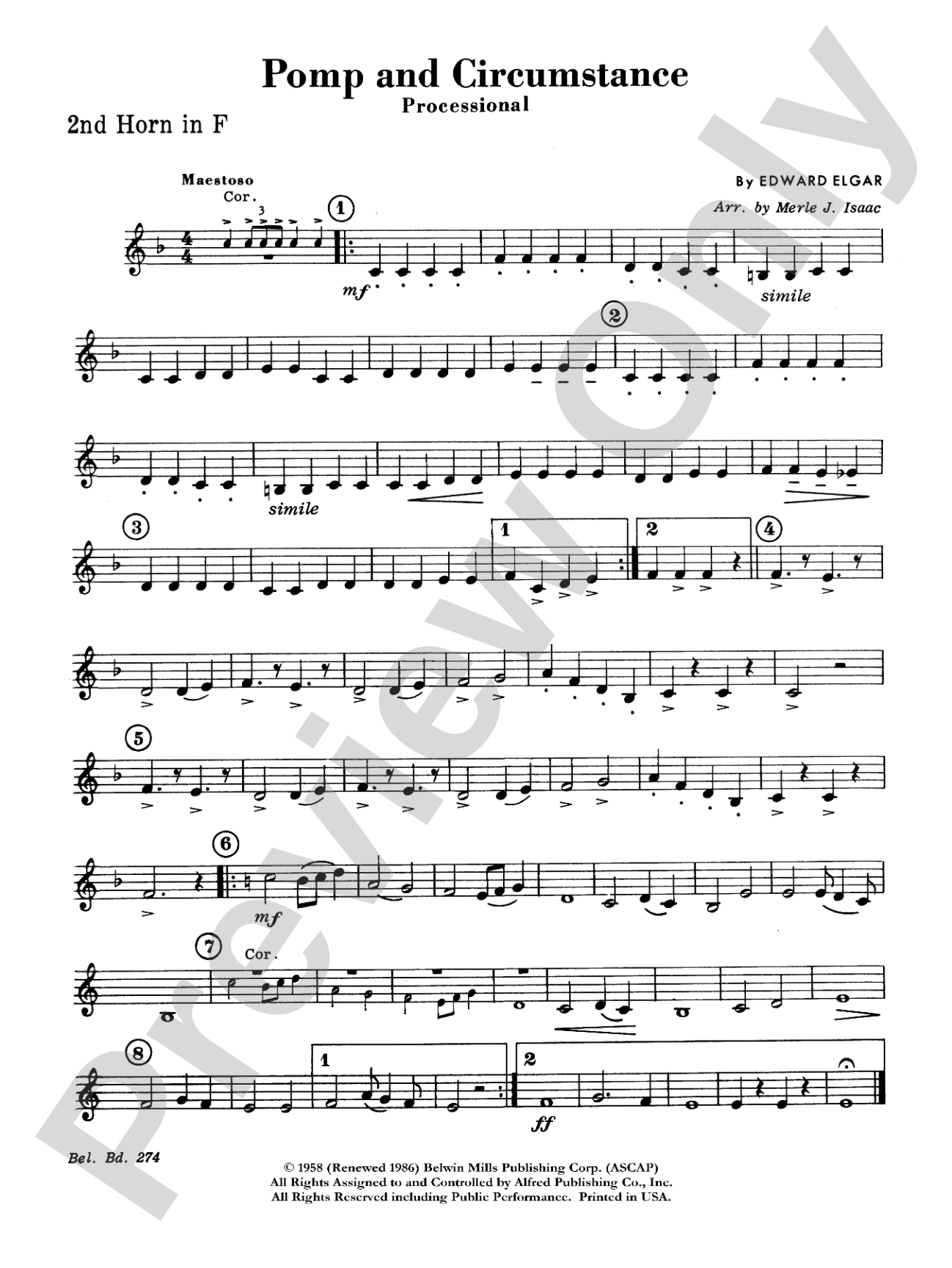 Pomp and Circumstance, Op. 39, No. 1 (Processional): 2nd F Horn