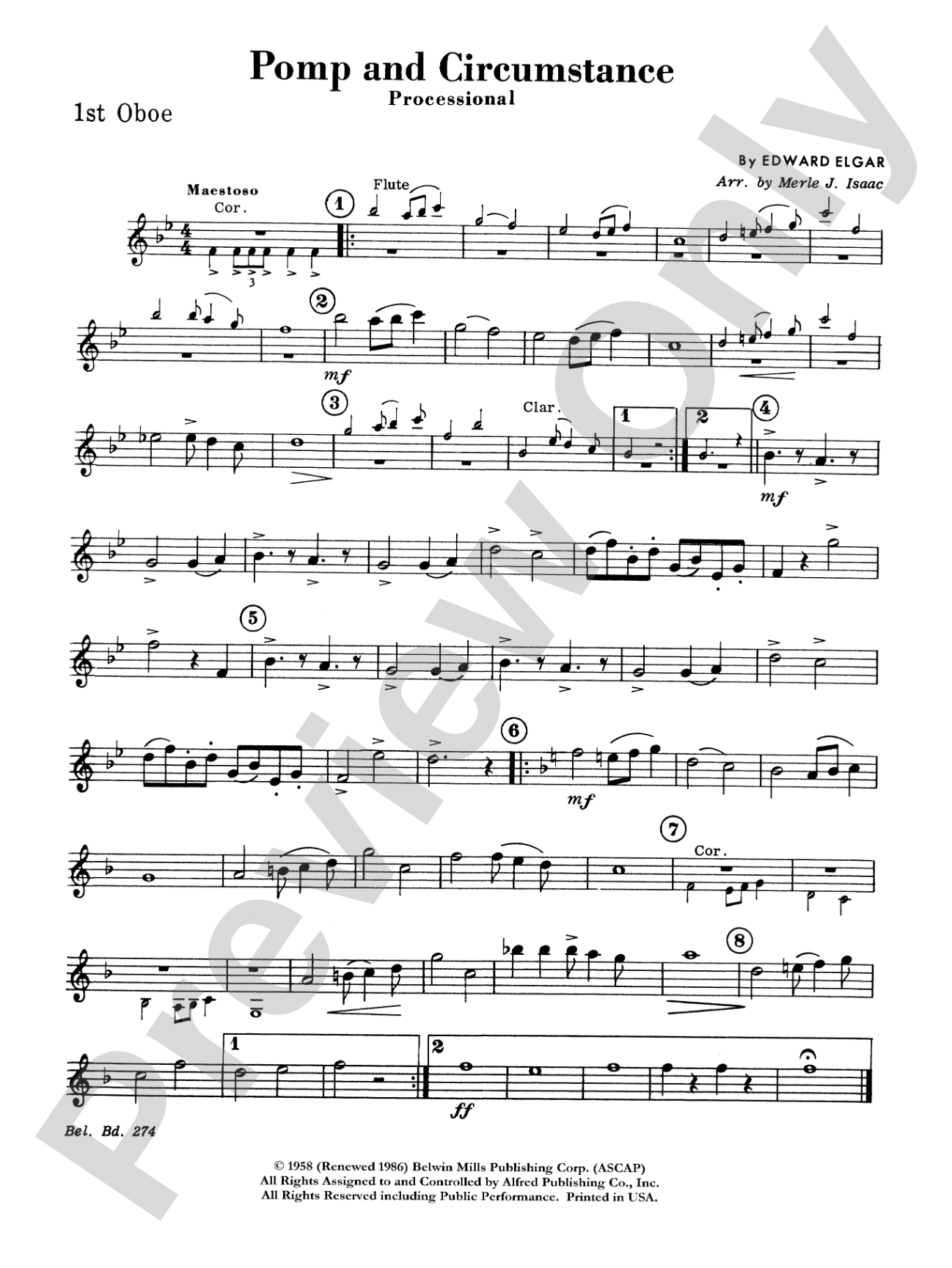 Pomp and Circumstance, Op. 39, No. 1 (Processional): Oboe