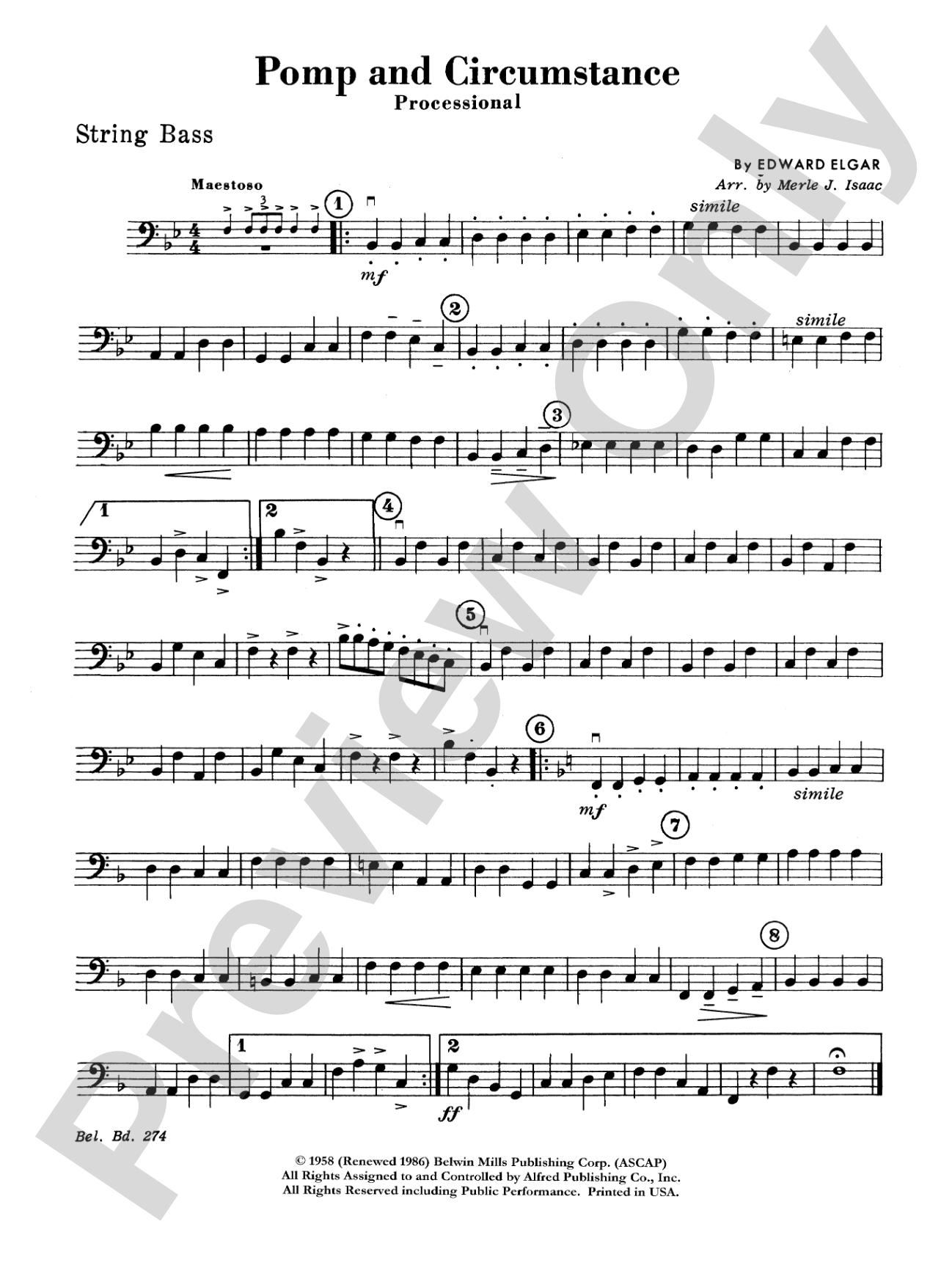 Pomp and Circumstance, Op. 39, No. 1 (Processional): String Bass
