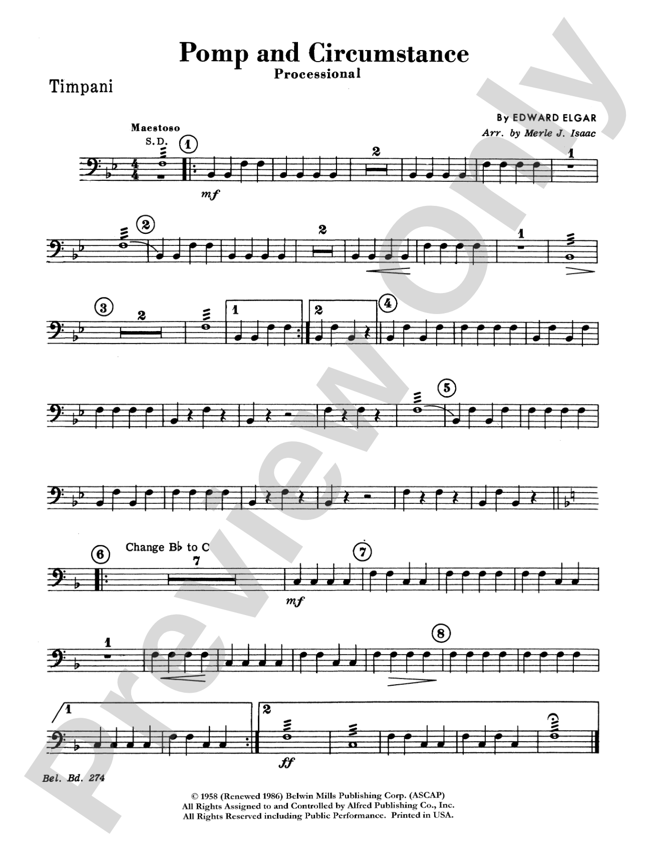 Pomp and Circumstance, Op. 39, No. 1 (Processional): Timpani