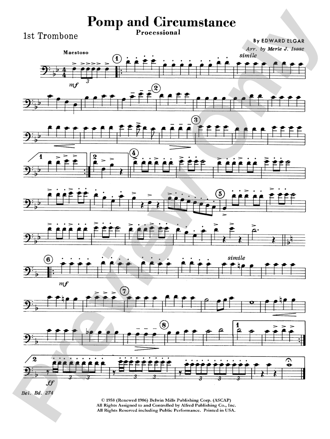 Pomp and Circumstance, Op. 39, No. 1 (Processional): 1st Trombone