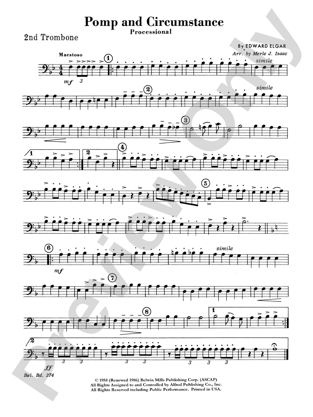 Pomp and Circumstance, Op. 39, No. 1 (Processional): 2nd Trombone