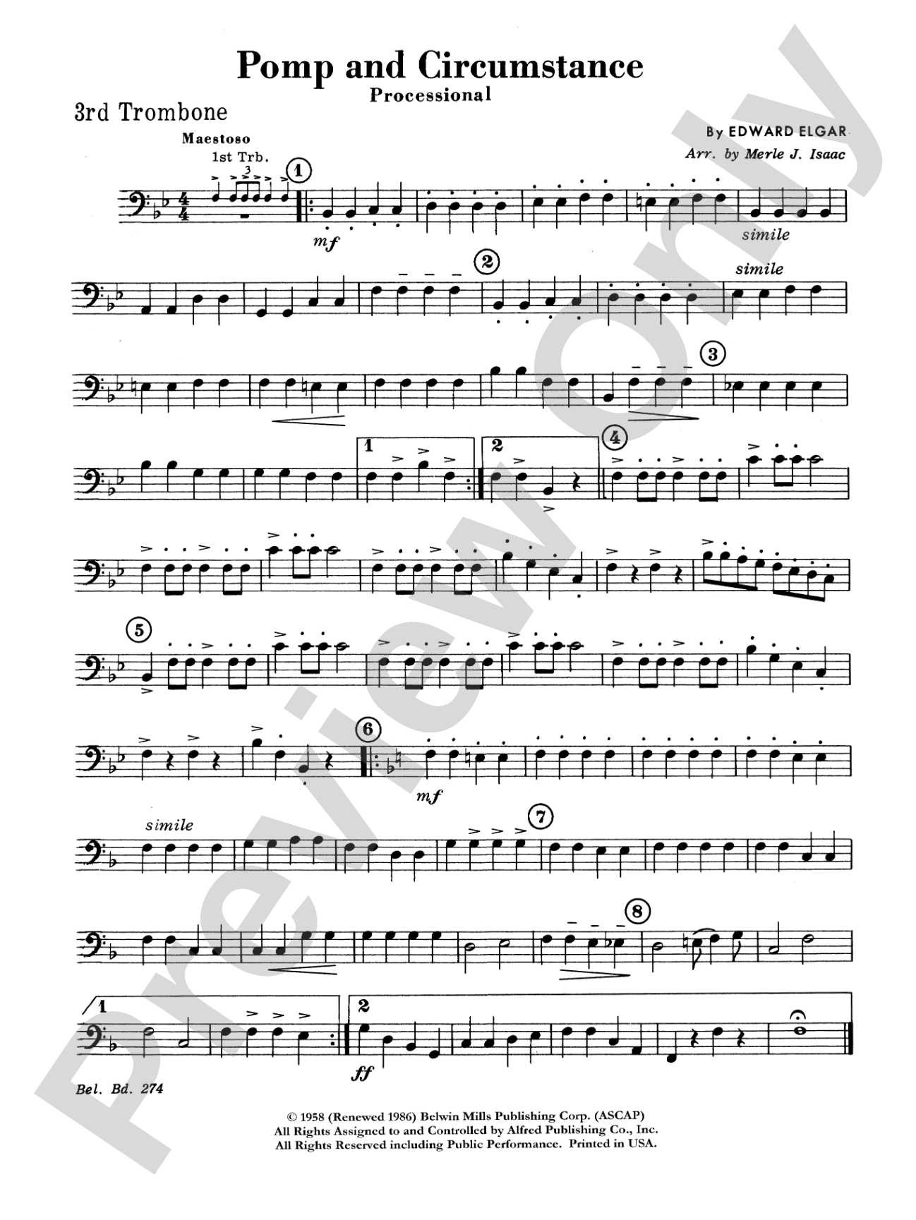 Pomp and Circumstance, Op. 39, No. 1 (Processional): 3rd Trombone
