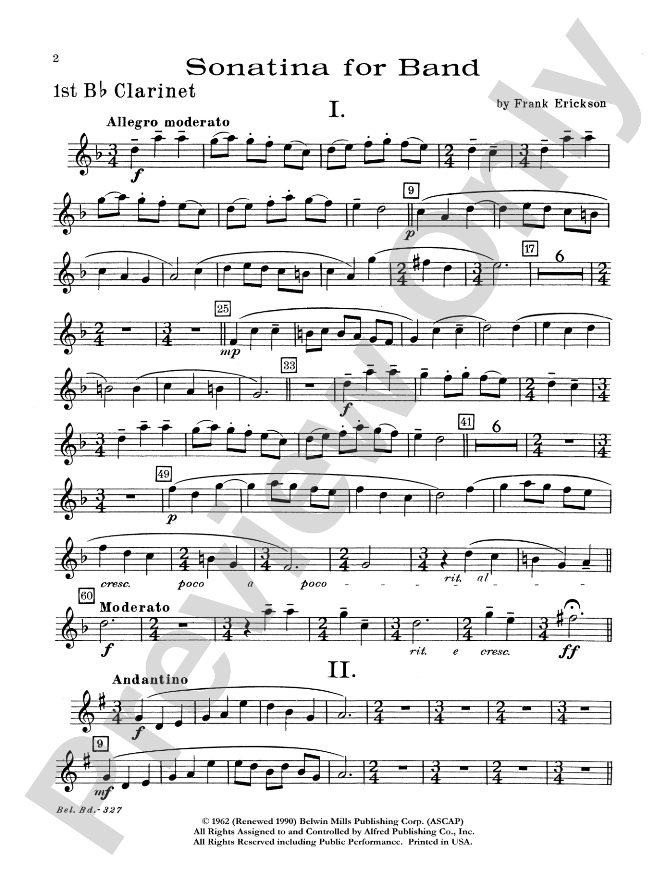 Sonatina for Band: 1st B-flat Clarinet