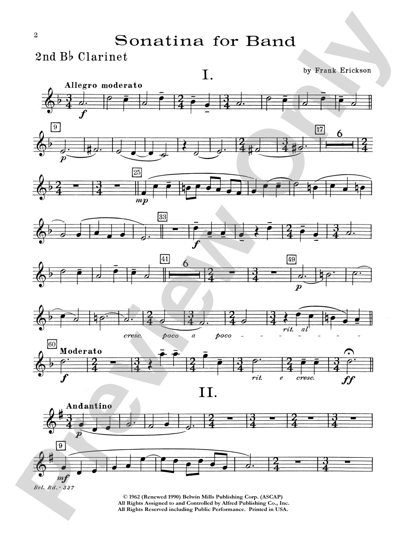 Sonatina for Band: 2nd B-flat Clarinet