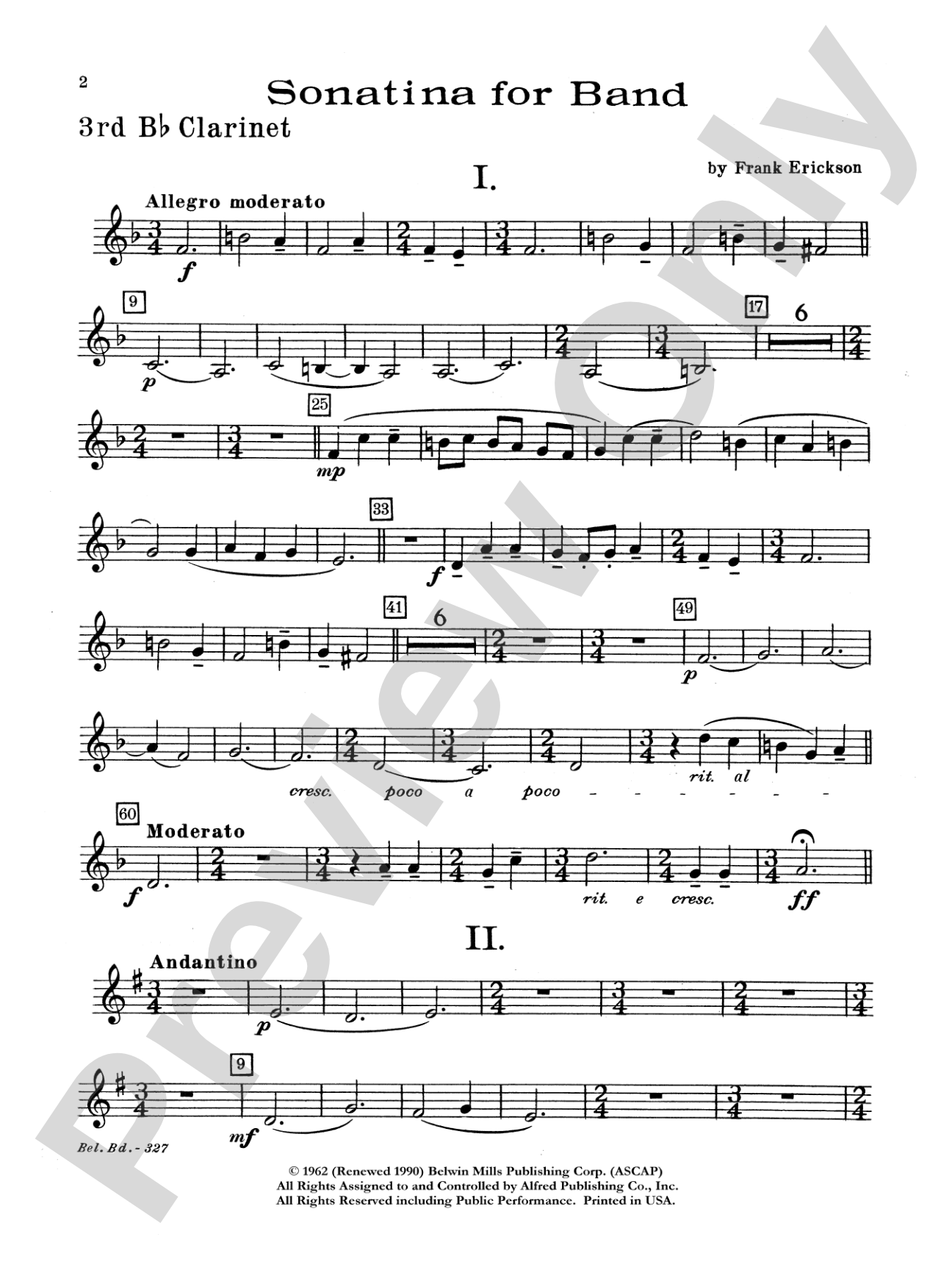 Sonatina for Band: 3rd B-flat Clarinet