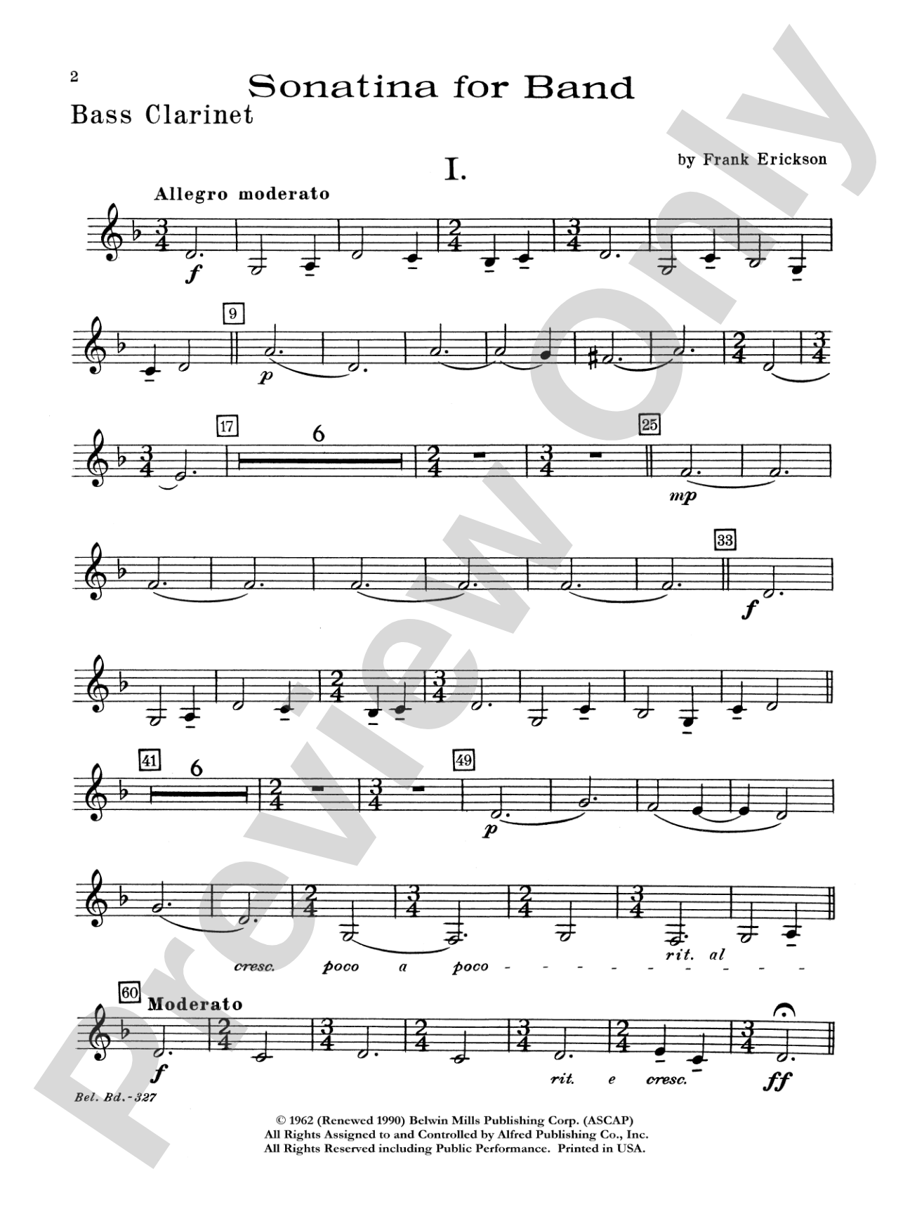 Sonatina for Band: B-flat Bass Clarinet