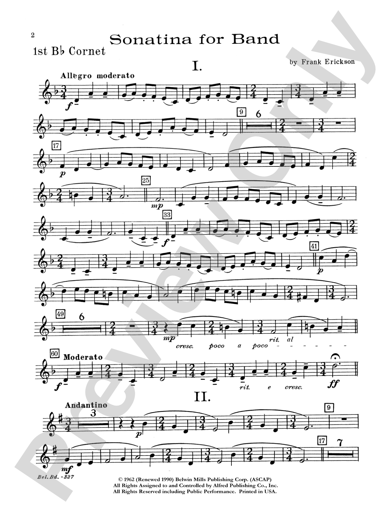 Sonatina for Band: 1st B-flat Cornet