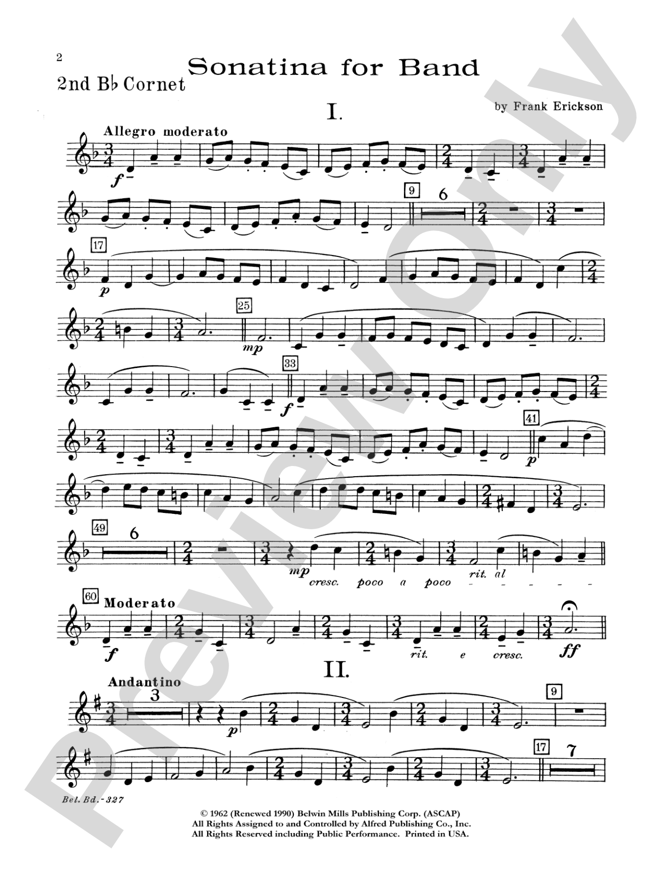 Sonatina for Band: 2nd B-flat Cornet