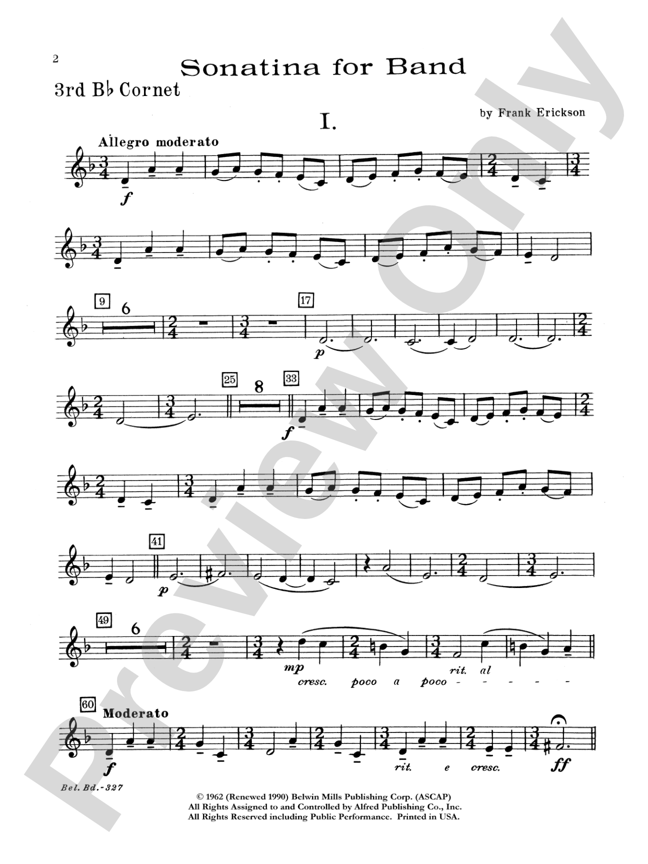 Sonatina for Band: 3rd B-flat Cornet