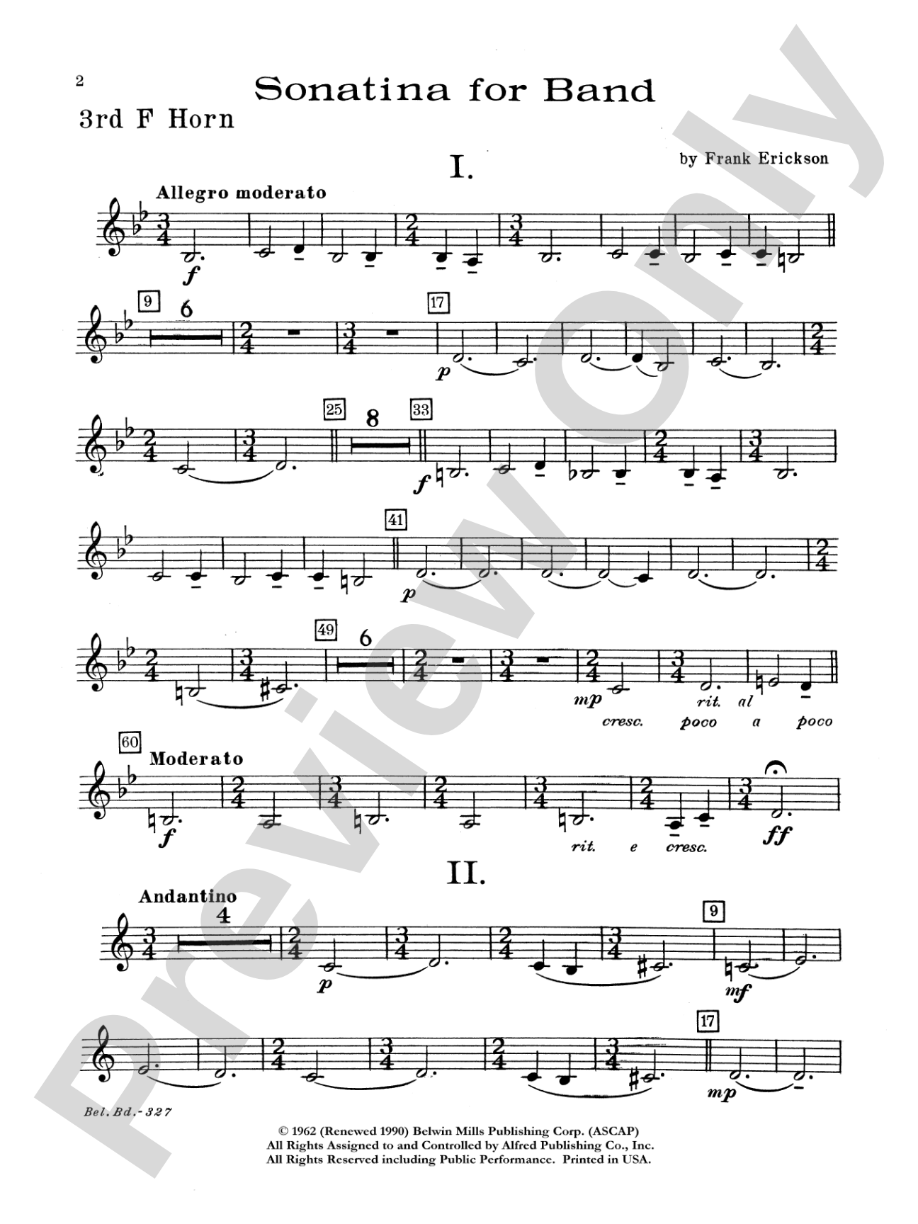 Sonatina for Band: 3rd F Horn