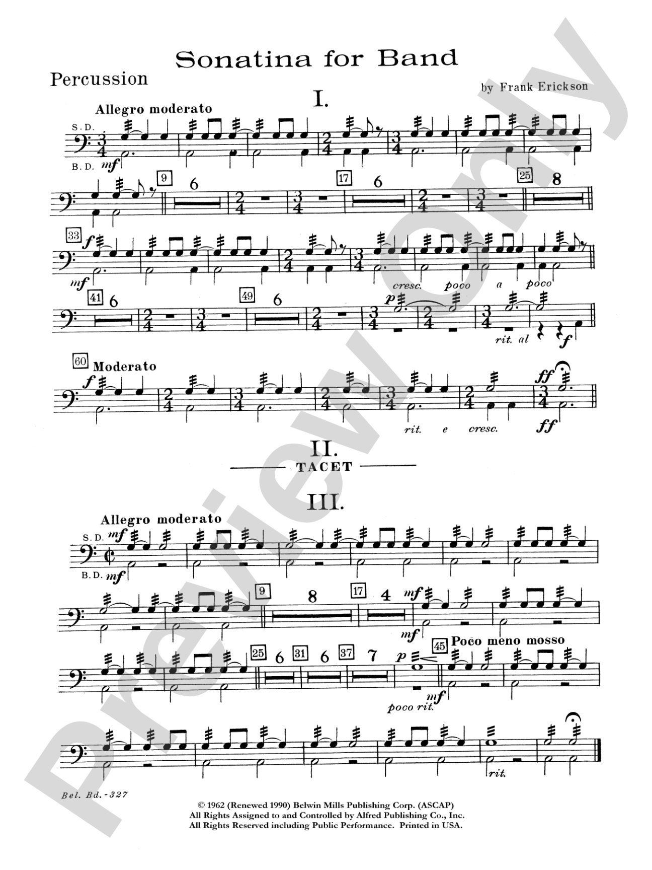 Sonatina for Band: 1st Percussion