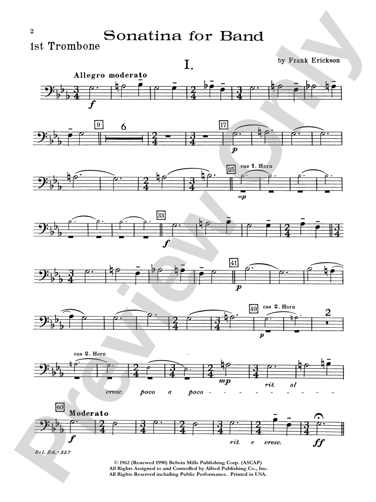 Sonatina for Band: 1st Trombone