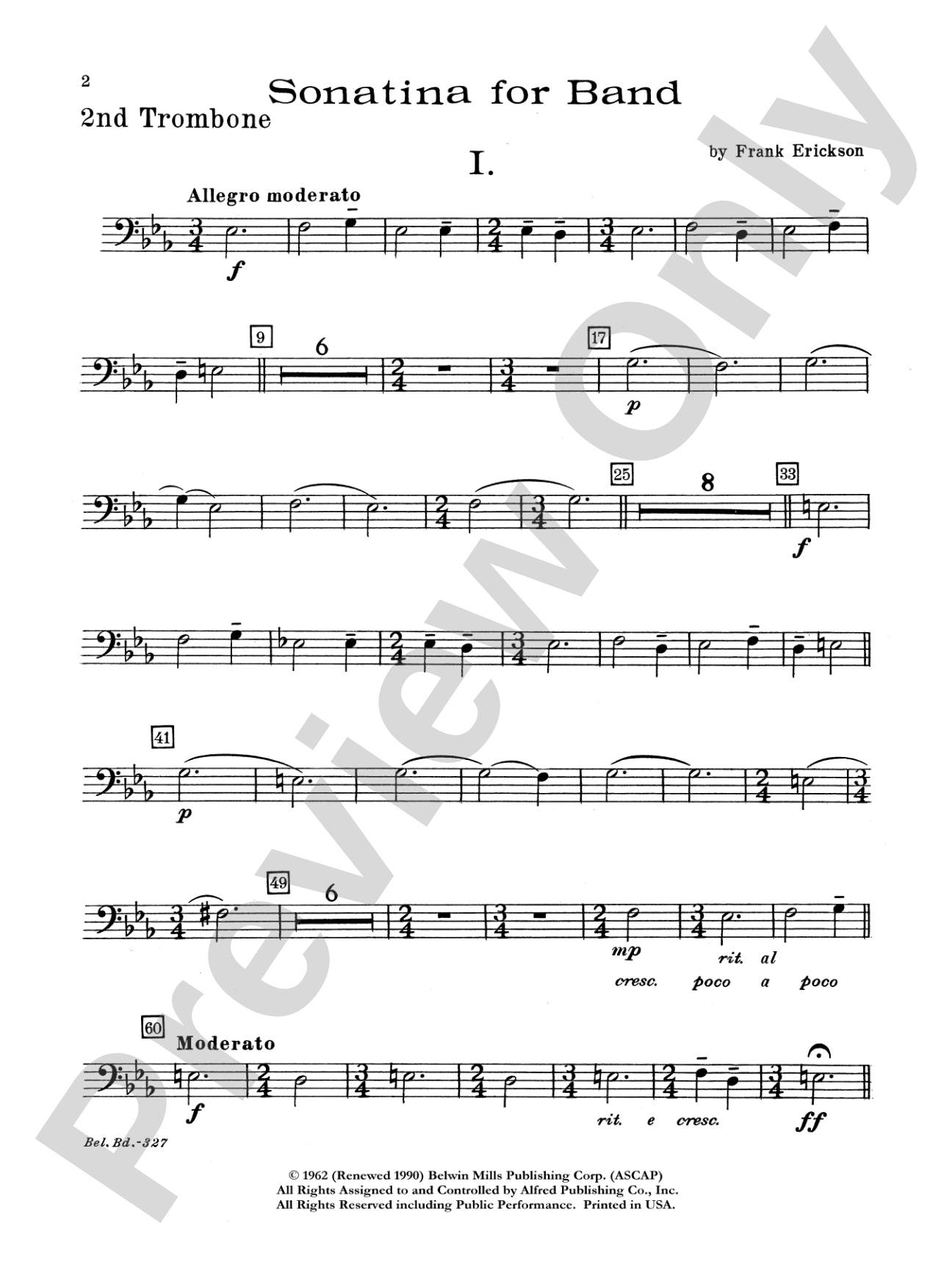 Sonatina for Band: 2nd Trombone