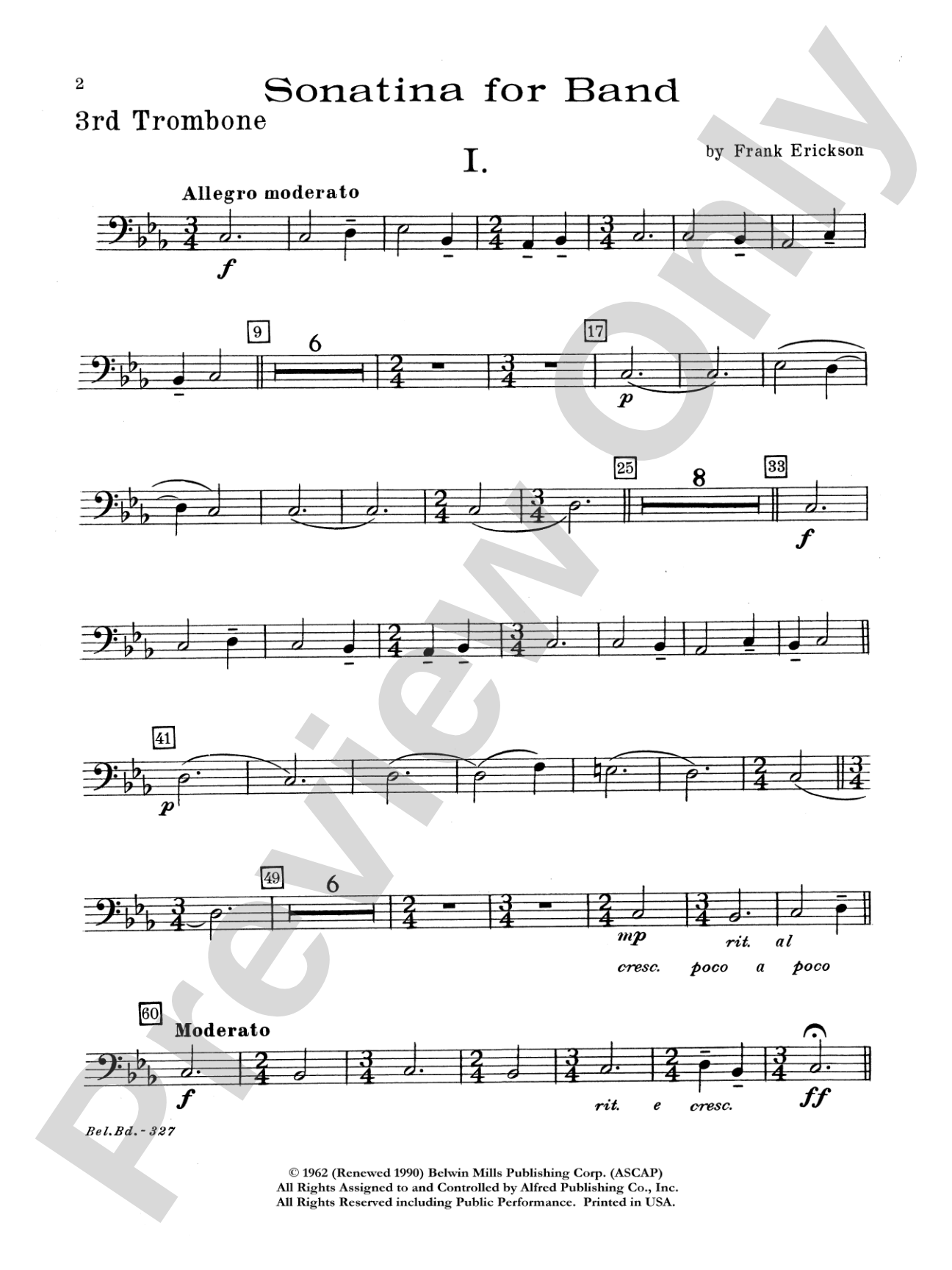 Sonatina for Band: 3rd Trombone