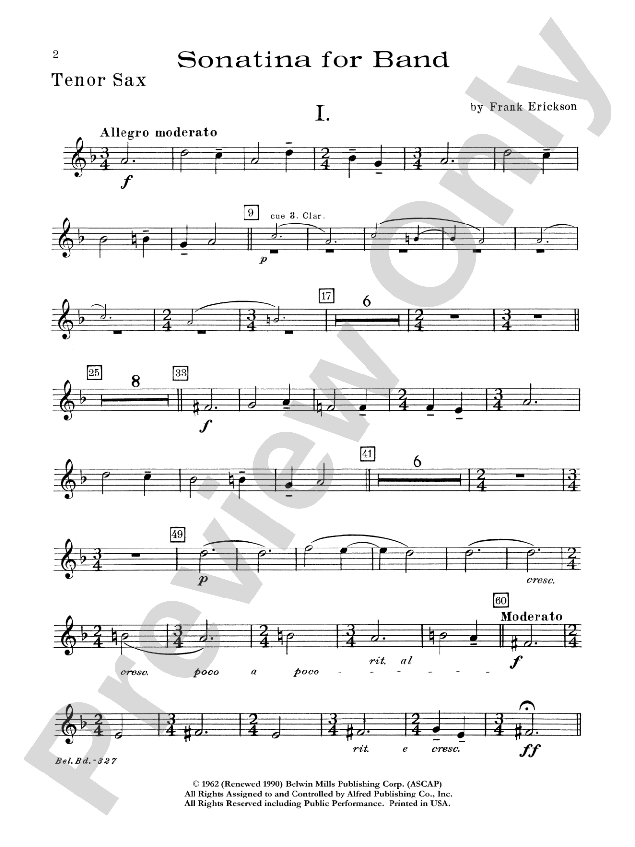 Sonatina for Band: B-flat Tenor Saxophone