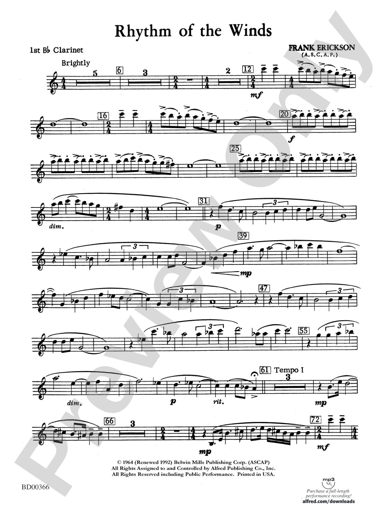 Rhythm of the Winds: 1st B-flat Clarinet