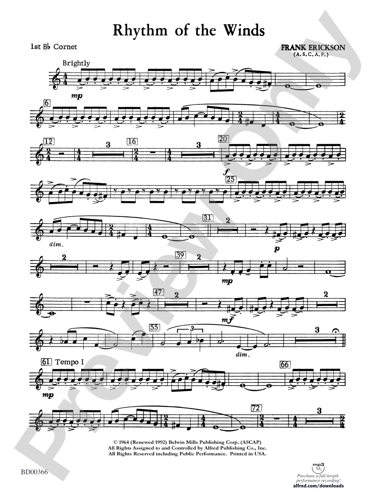 Rhythm of the Winds: 1st B-flat Cornet