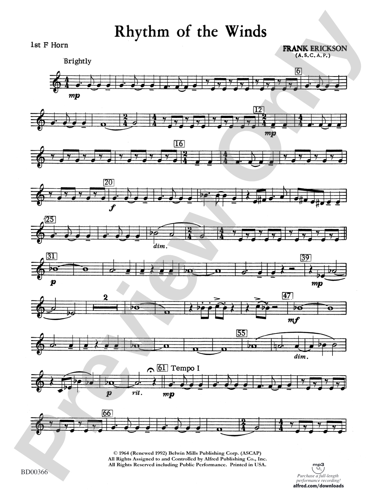 Rhythm of the Winds: 1st F Horn