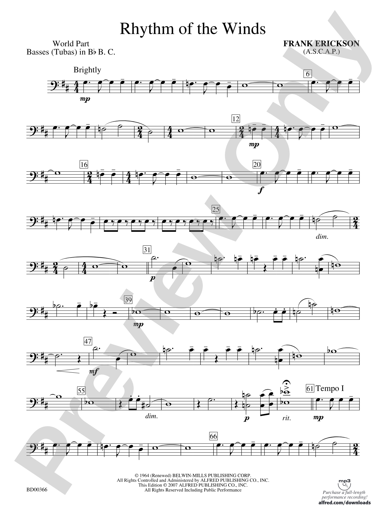 Rhythm of the Winds: (wp) B-flat Tuba B.C.