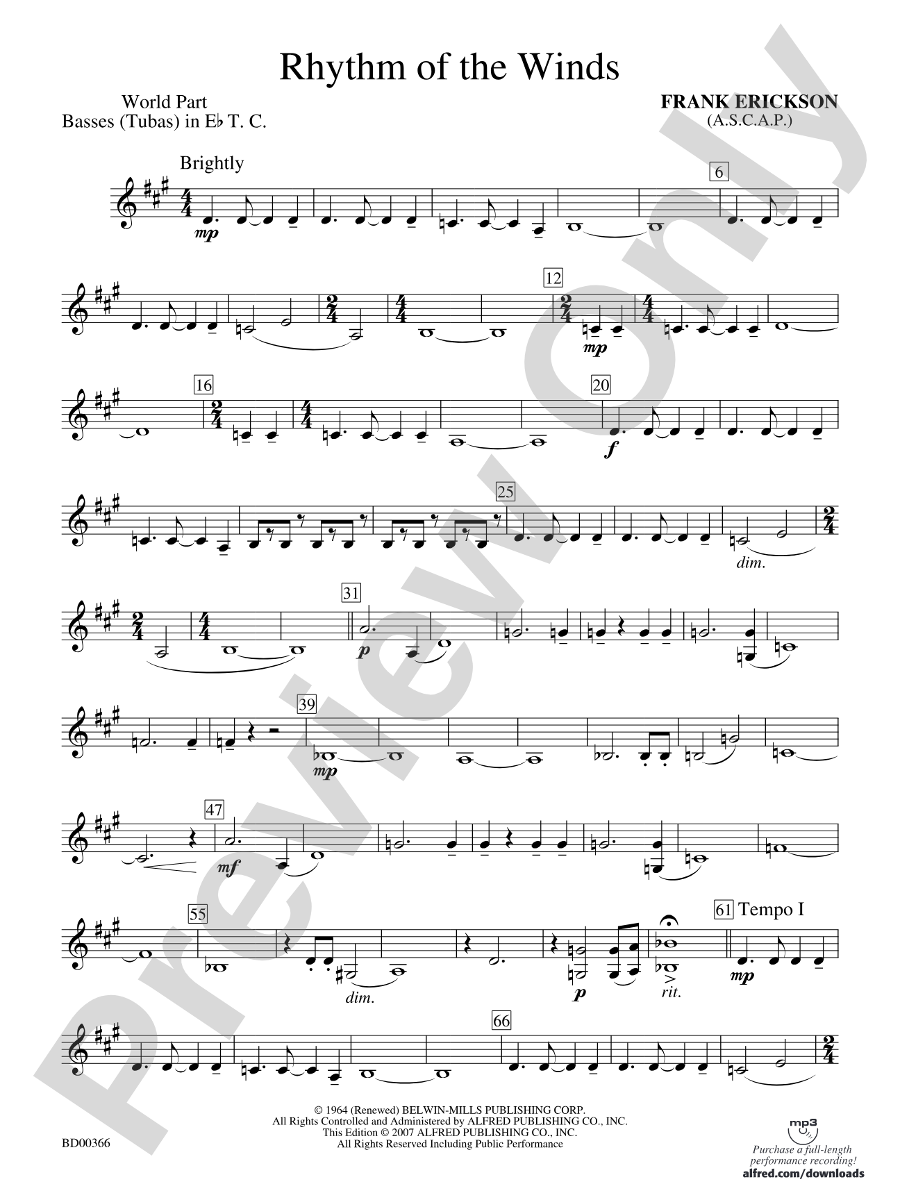 Rhythm of the Winds: (wp) E-flat Tuba T.C.
