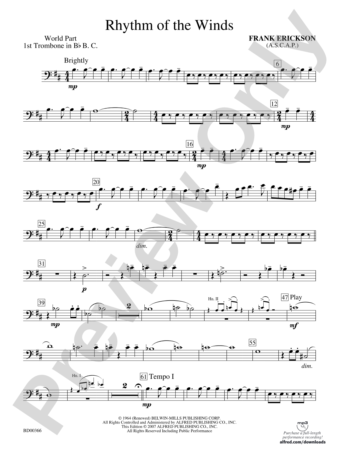 Rhythm of the Winds: (wp) 1st B-flat Trombone B.C.