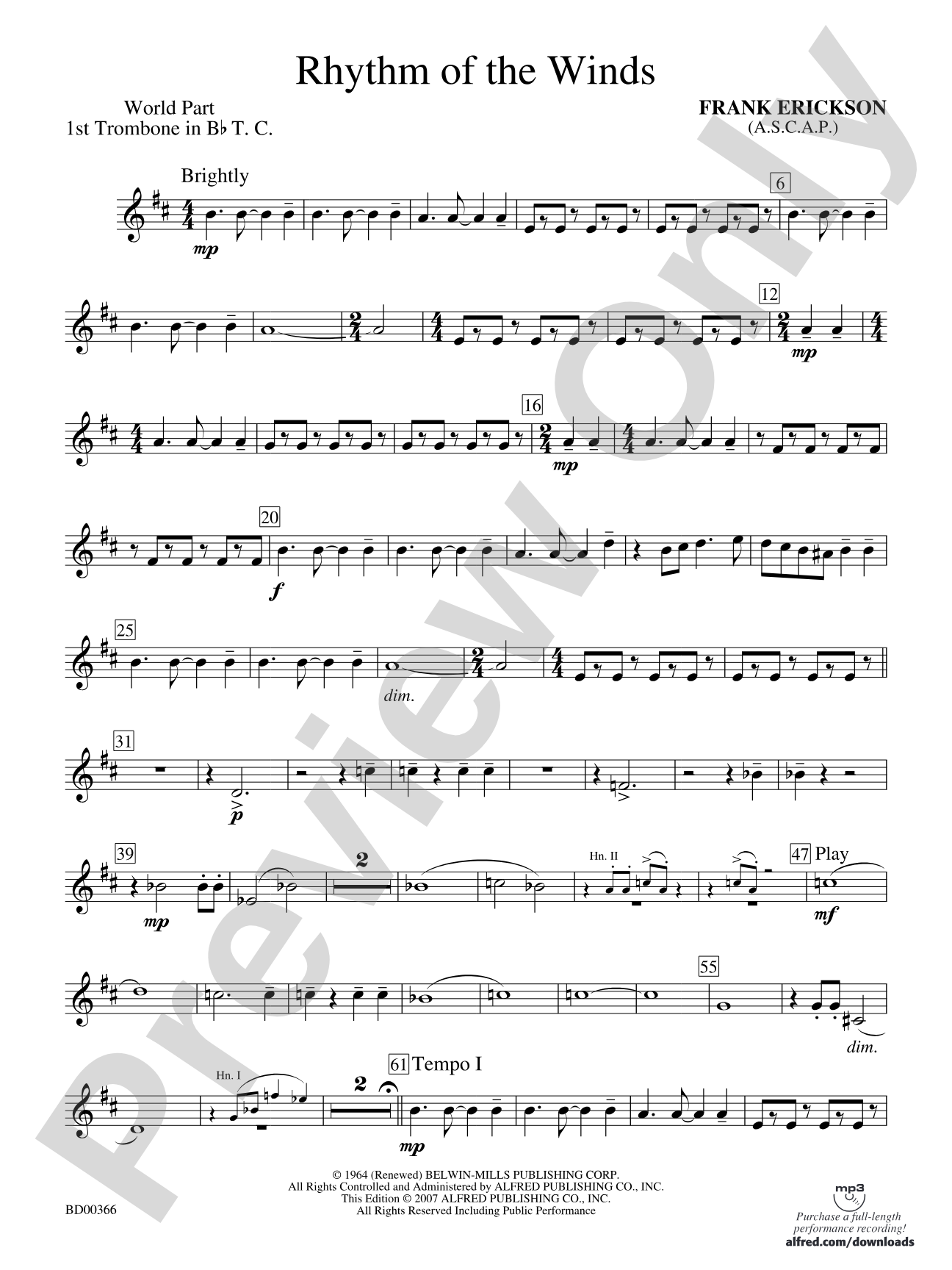 Rhythm of the Winds: (wp) 1st B-flat Trombone T.C.