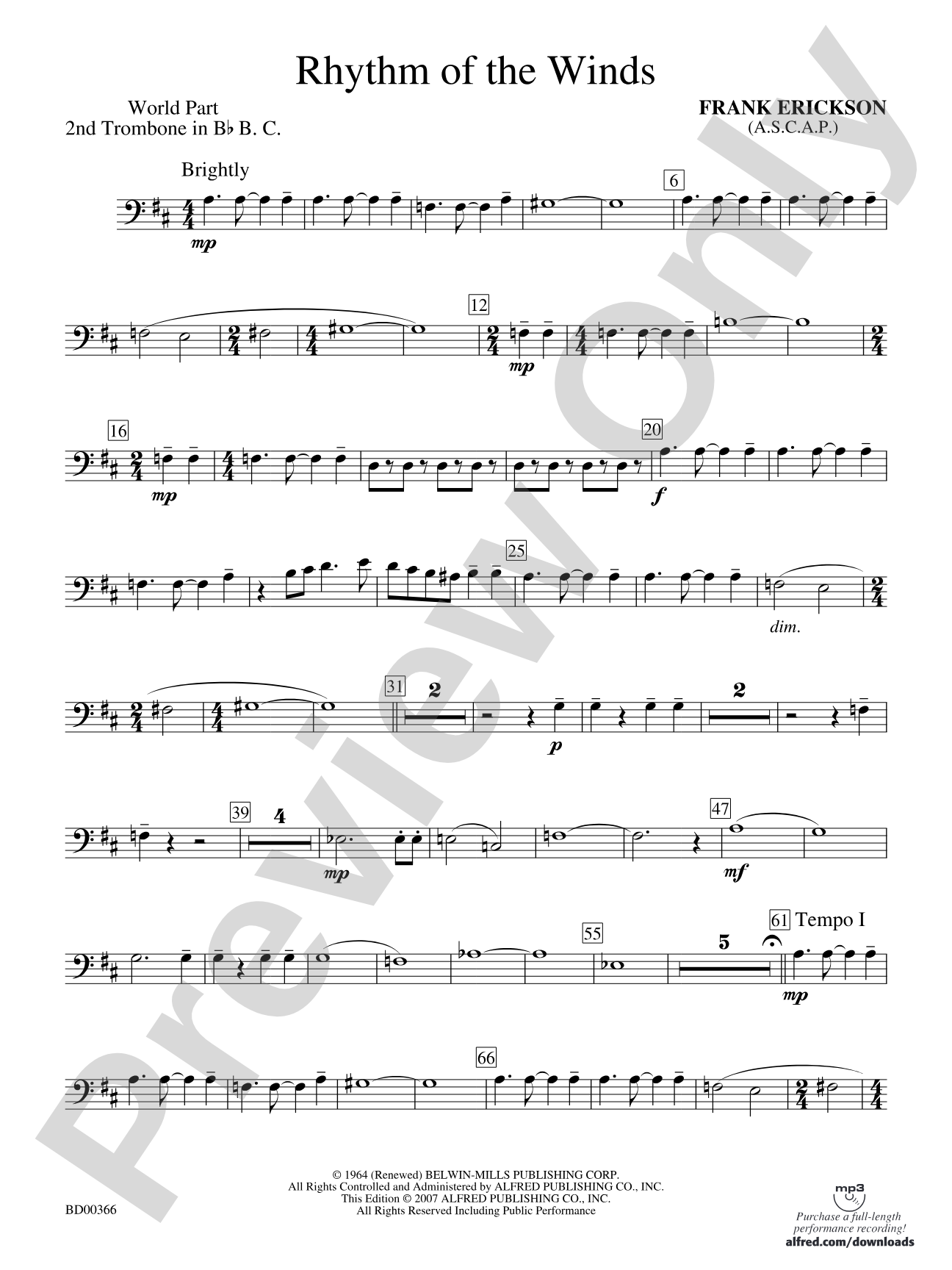 Rhythm of the Winds: (wp) 2nd B-flat Trombone B.C.