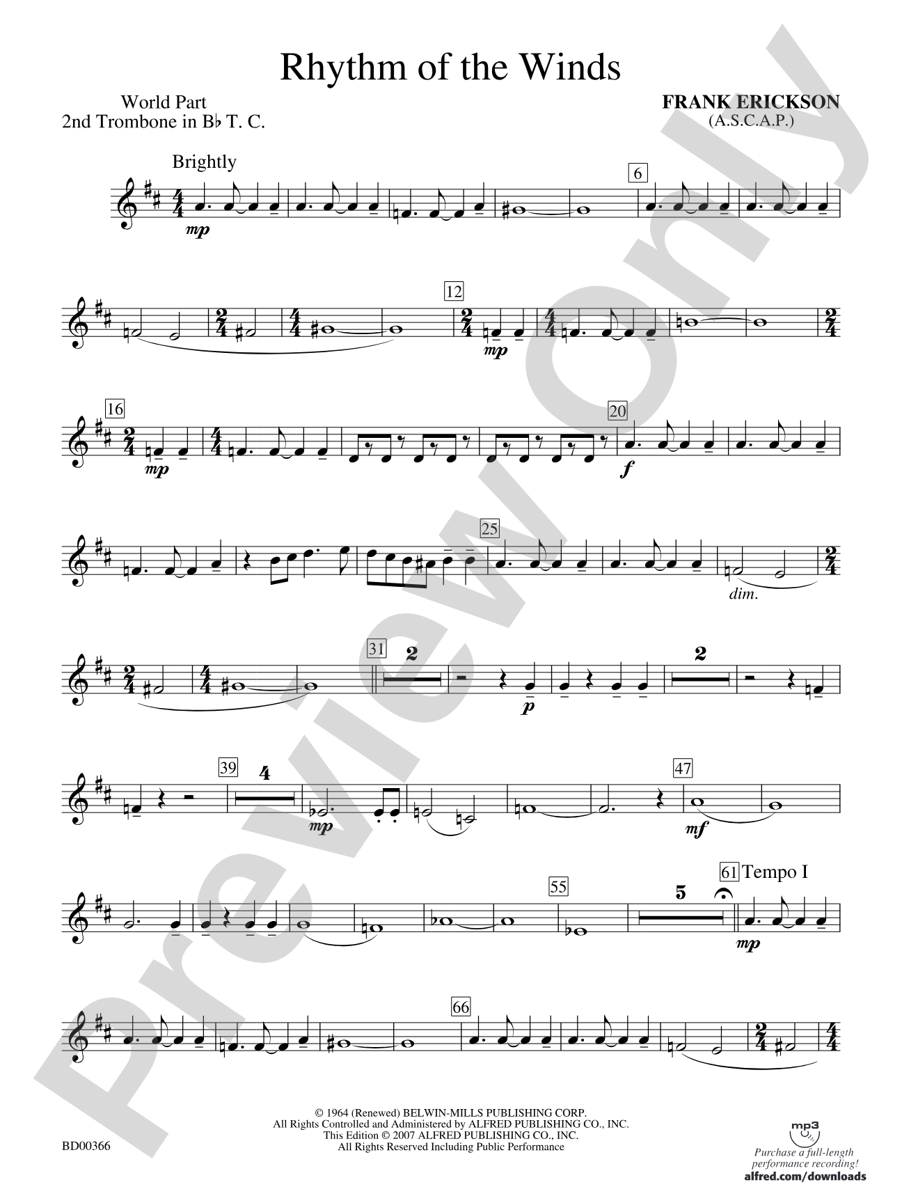Rhythm of the Winds: (wp) 2nd B-flat Trombone T.C.