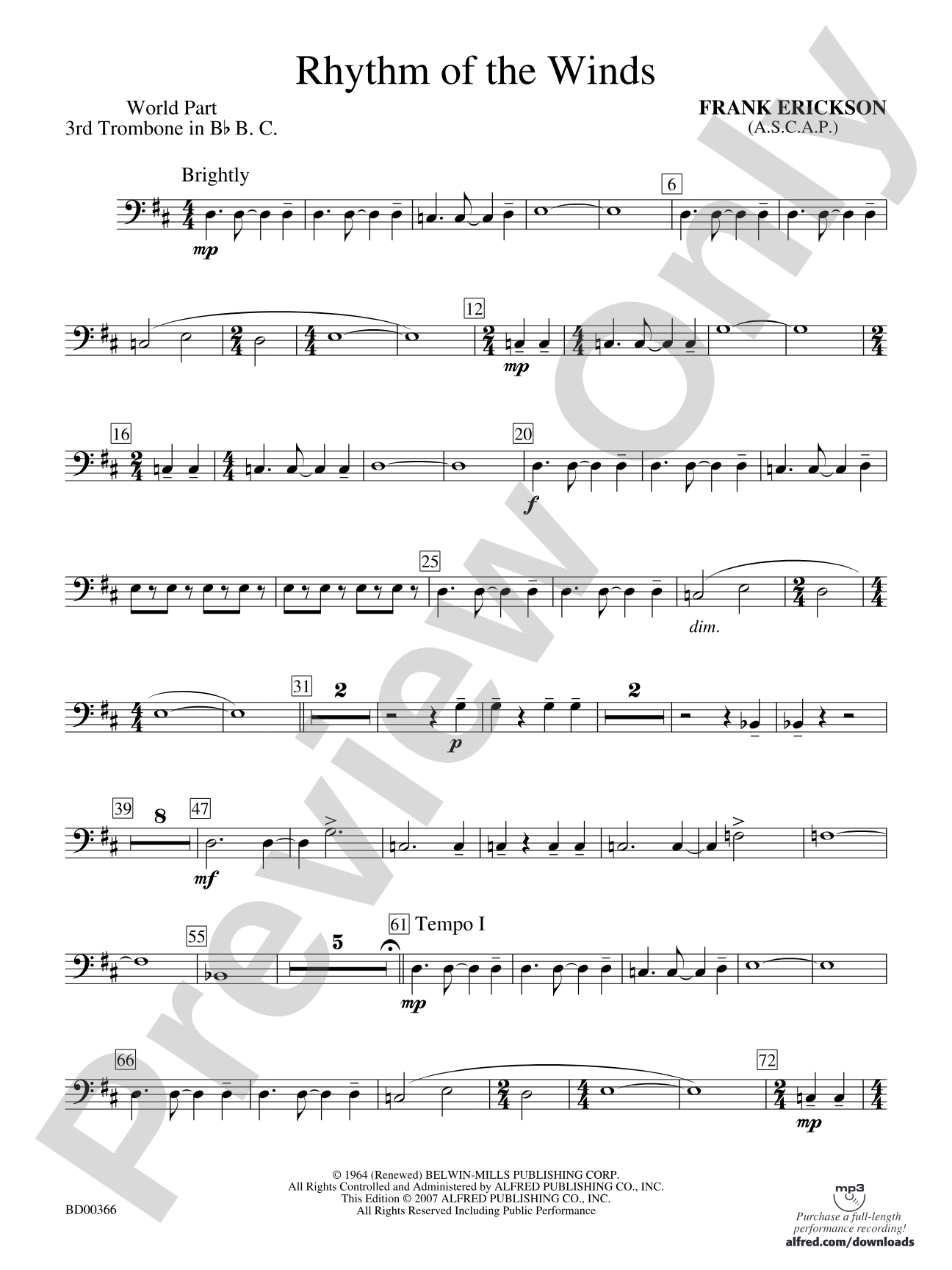 Rhythm of the Winds: (wp) 3rd B-flat Trombone B.C.
