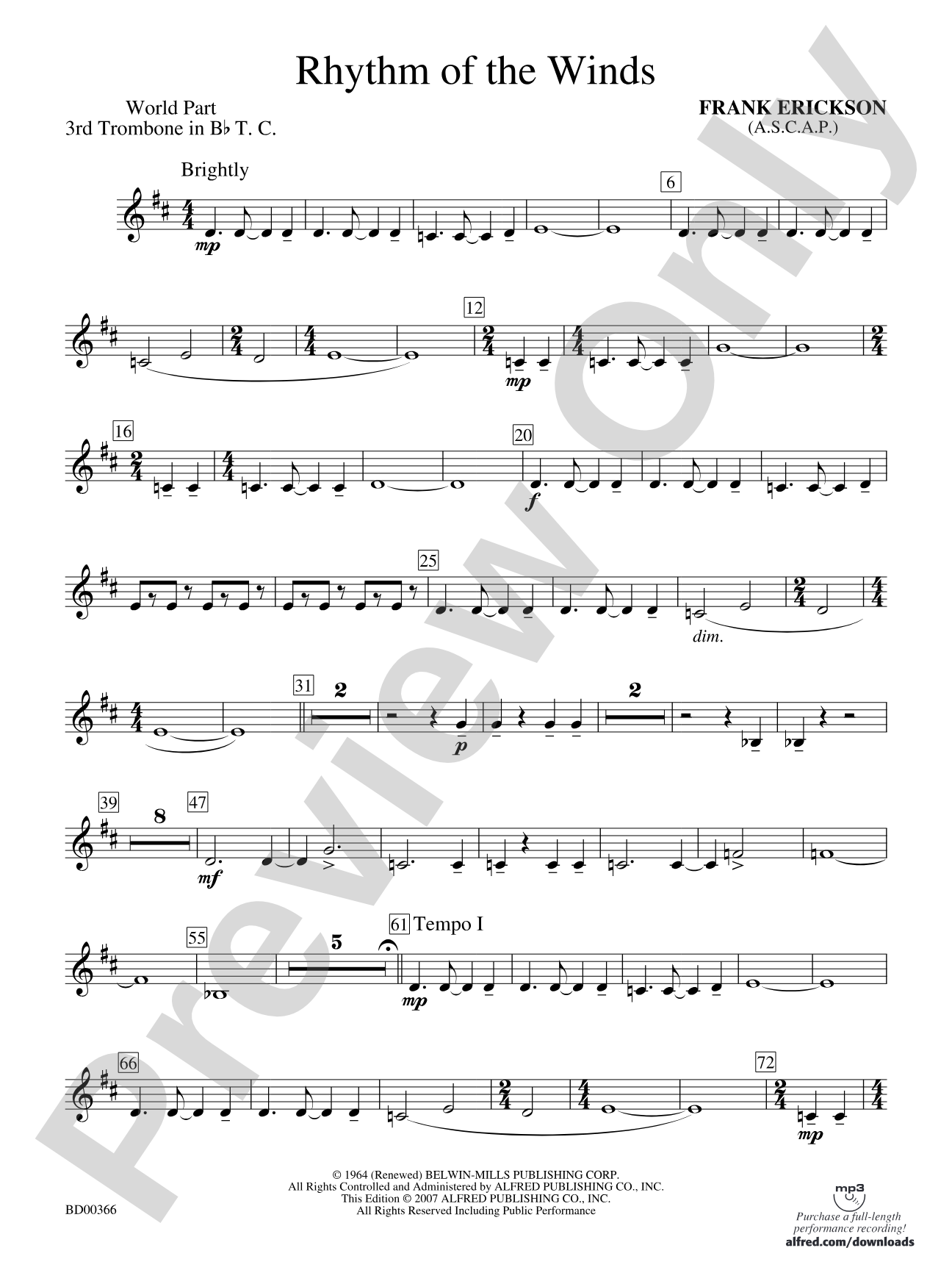 Rhythm of the Winds: (wp) 3rd B-flat Trombone T.C.