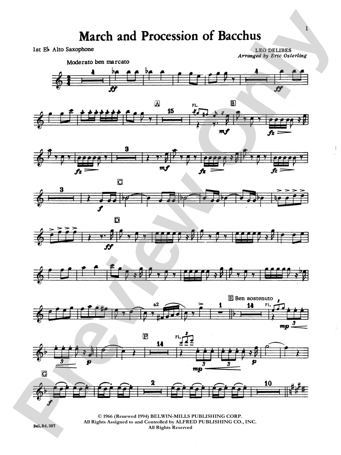March and Procession of Bacchus: E-flat Alto Saxophone