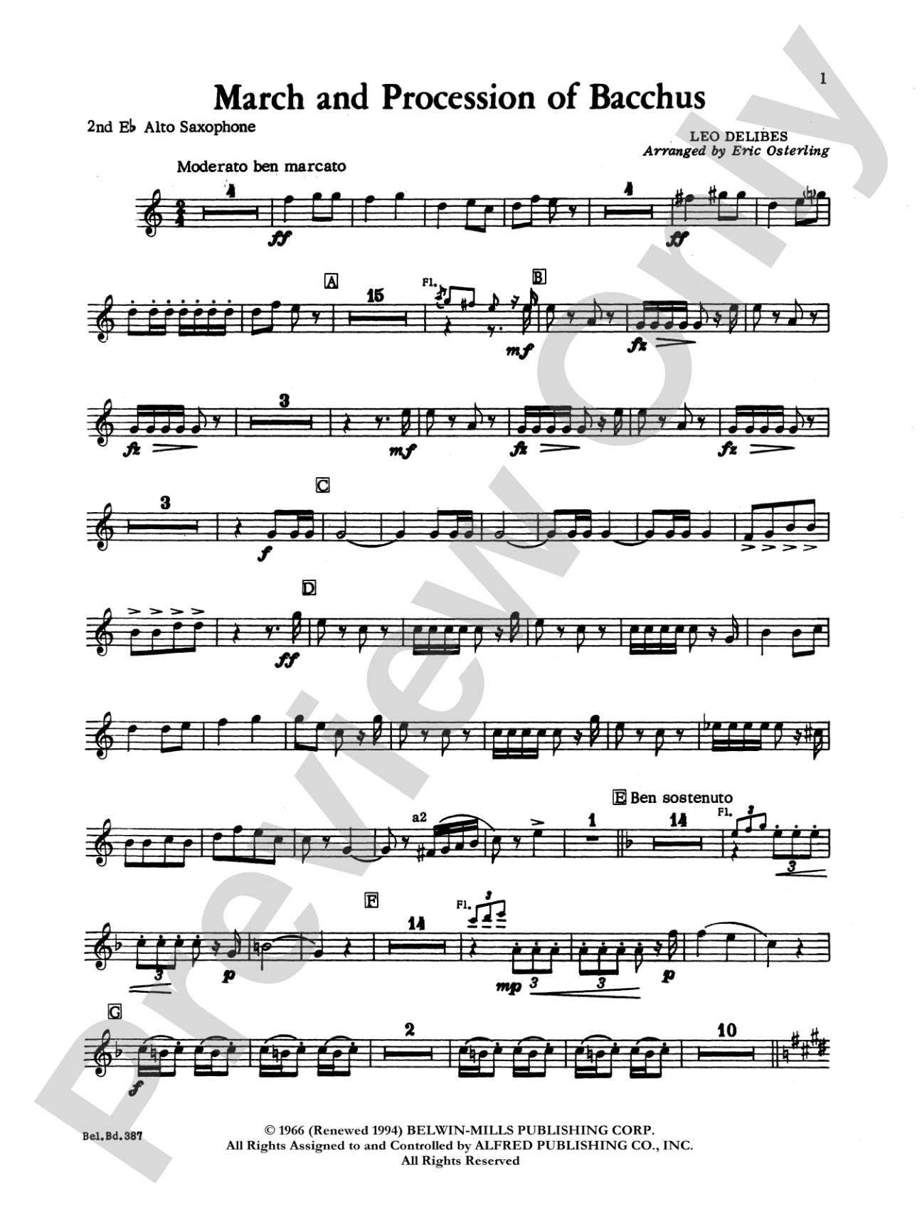 March and Procession of Bacchus: 2nd E-flat Alto Saxophone