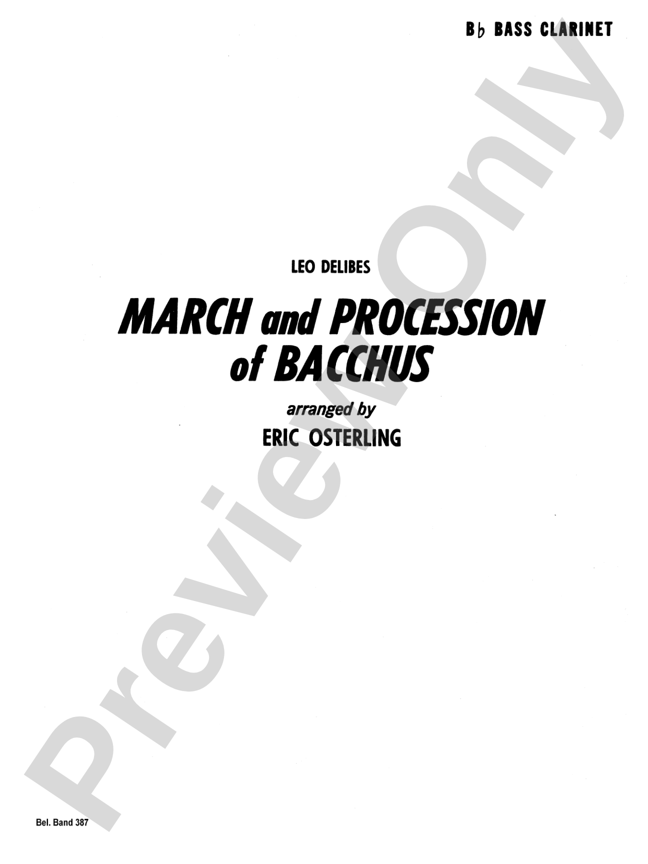 March and Procession of Bacchus: B-flat Bass Clarinet