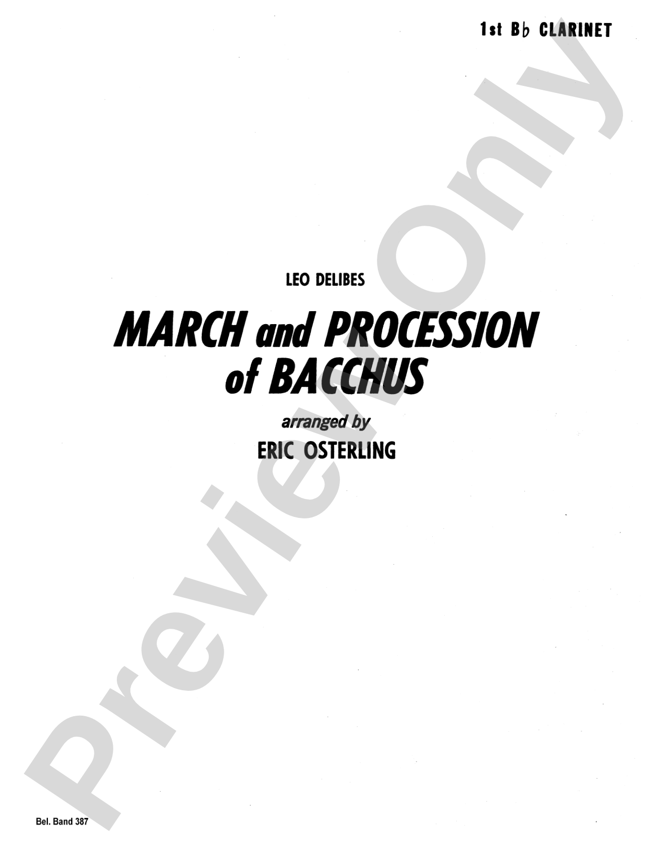 March and Procession of Bacchus: 1st B-flat Clarinet