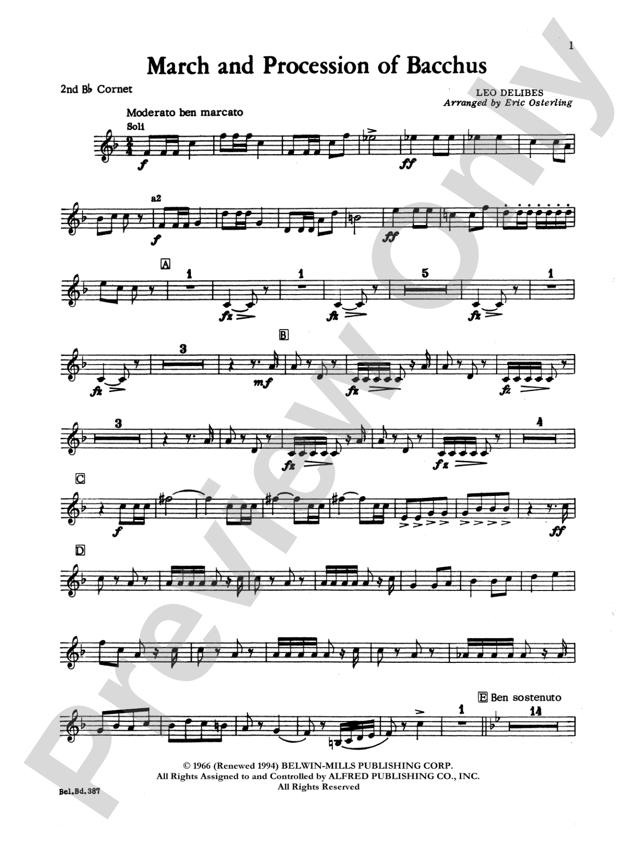 March and Procession of Bacchus: 2nd B-flat Cornet