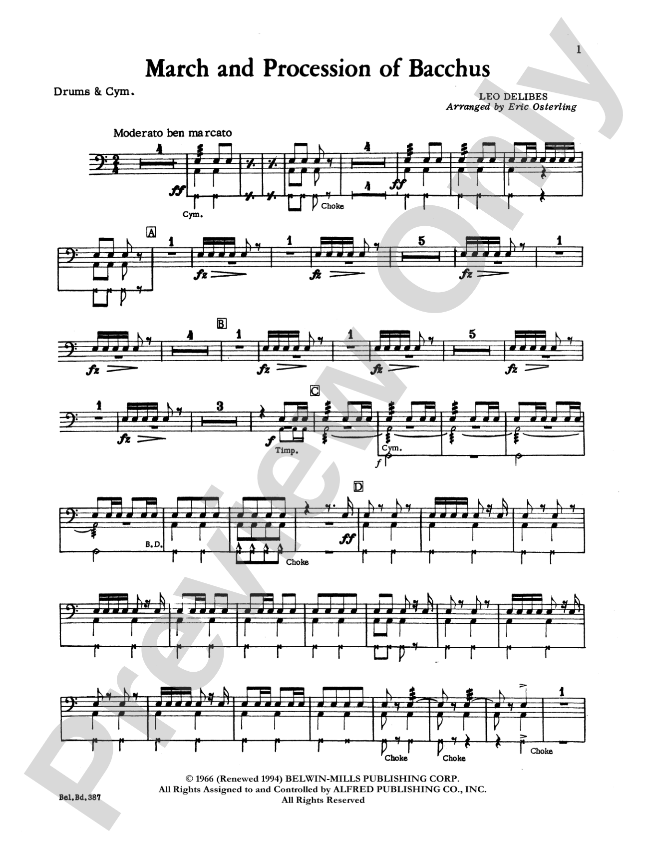 March and Procession of Bacchus: Drums