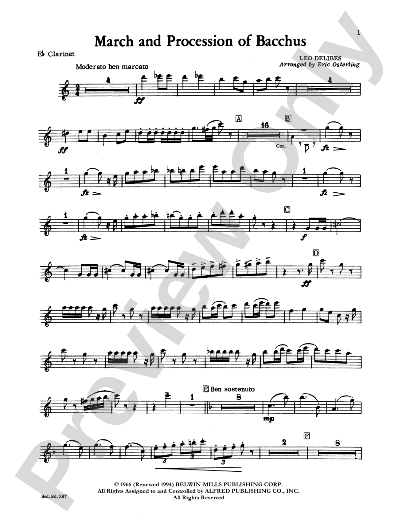 March and Procession of Bacchus: E-flat Soprano Clarinet