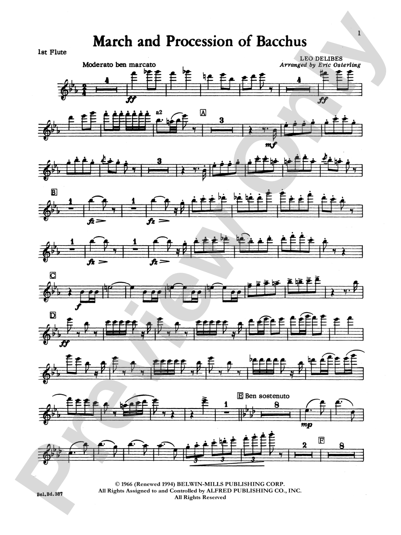 March and Procession of Bacchus: Flute