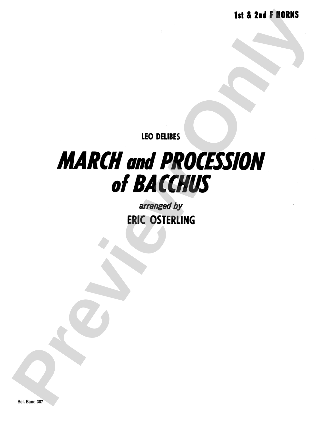 March and Procession of Bacchus: 1st & 2nd F Horns
