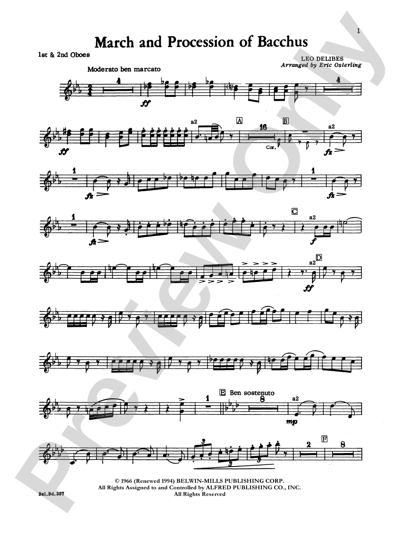 March and Procession of Bacchus: 1st & 2nd Oboe
